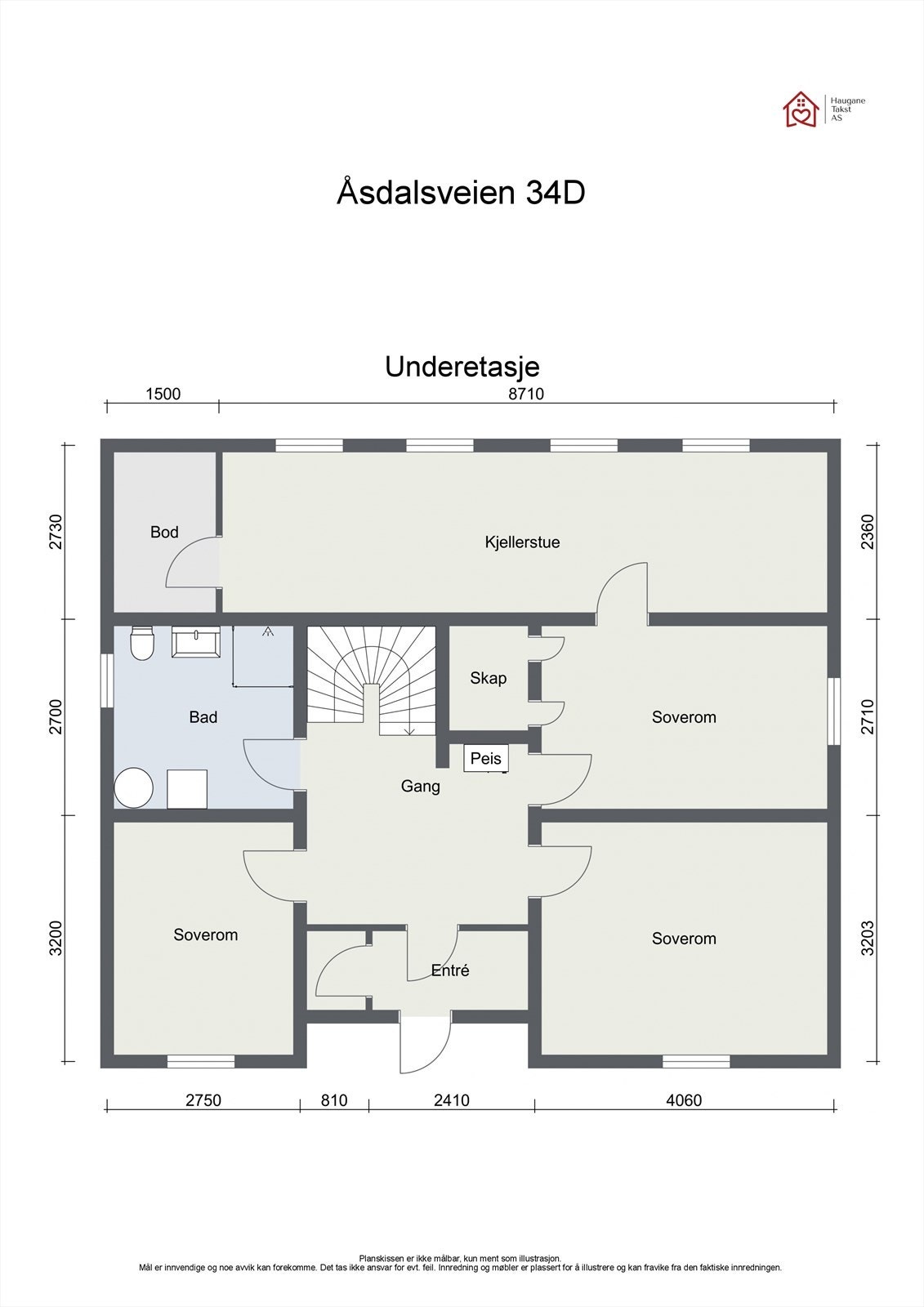Plantegning - u. etasje Åsdalsveien 34D Galleribilde
