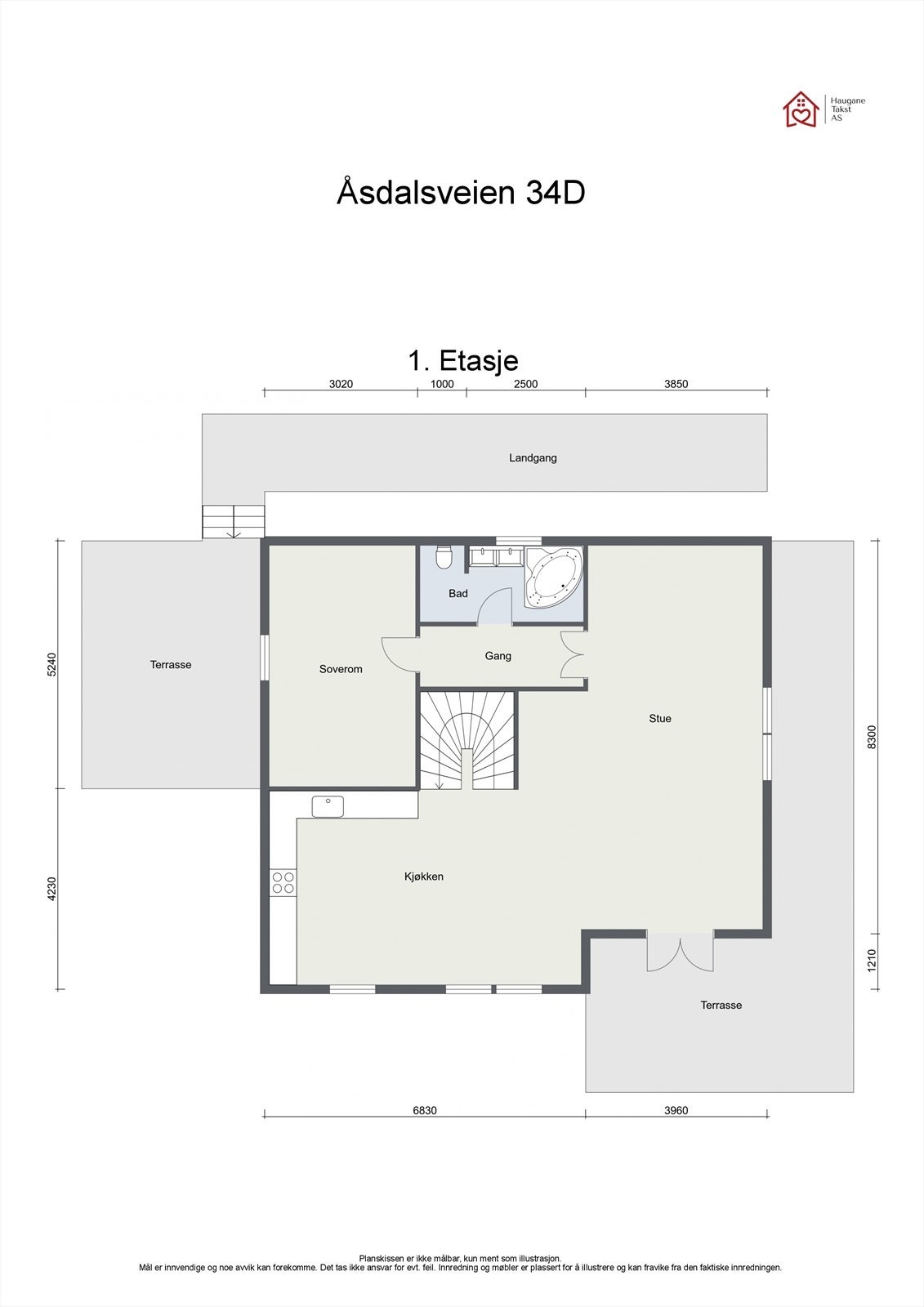 Plantegning - 1. etasje Åsdalsveien 34D Galleribilde