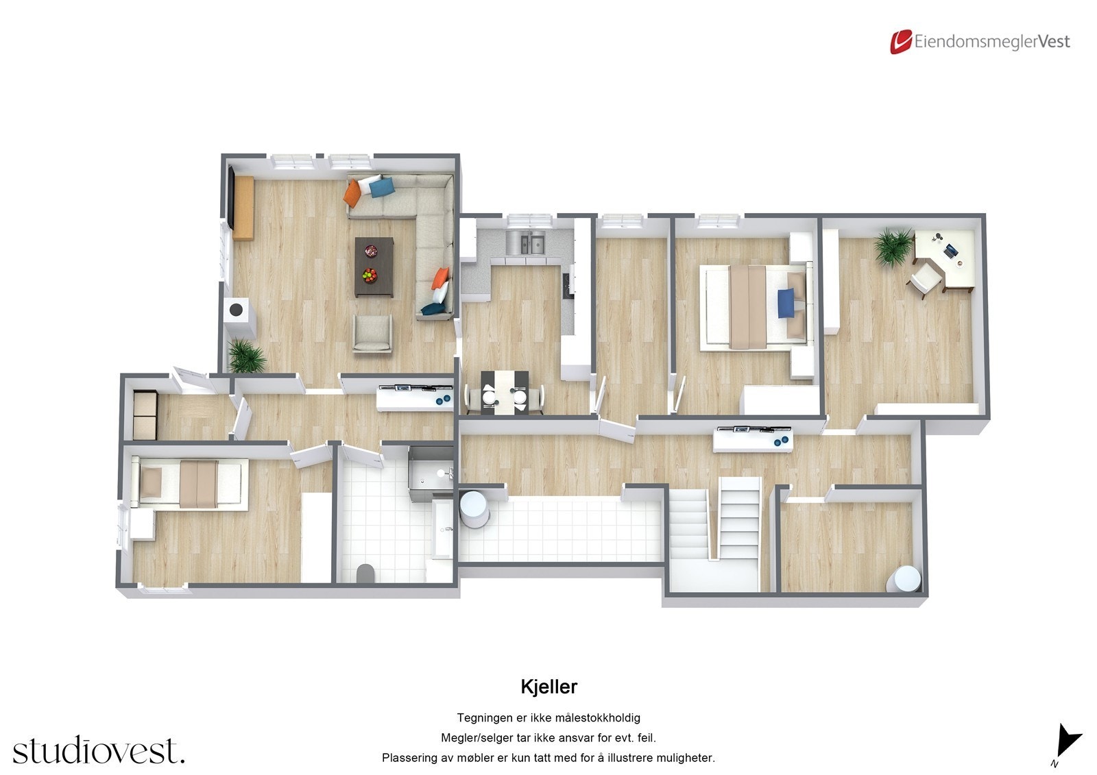 Plantegning 3D: U. etasje. Galleribilde