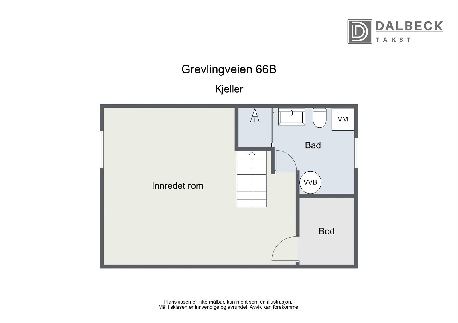 Kjeller: Innredet rom (Ikke godkjent til varig opphold), Bad og Bod. Galleribilde