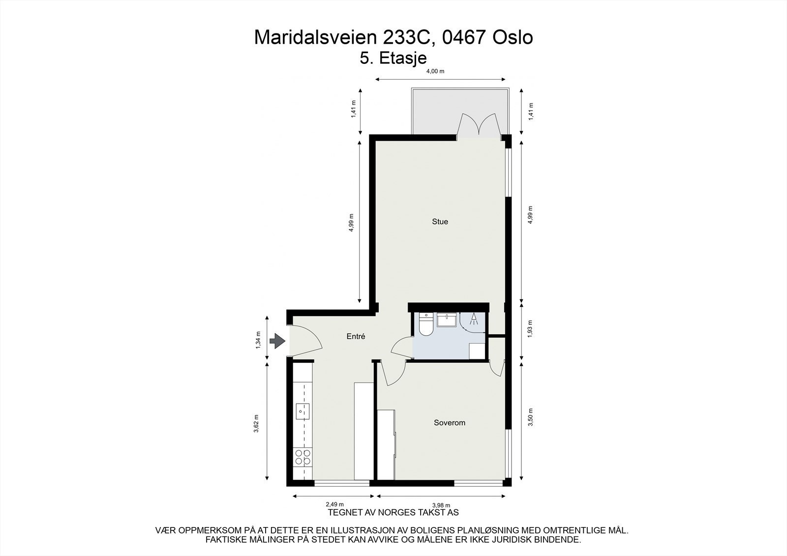 Før du fortsetter, ta en titt på planskissen slik at du får orientert deg litt i den fine leiligheten. I tillegg disponerer boligen en kjellerbod og en loftsbod på 3 og 5m². Galleribilde
