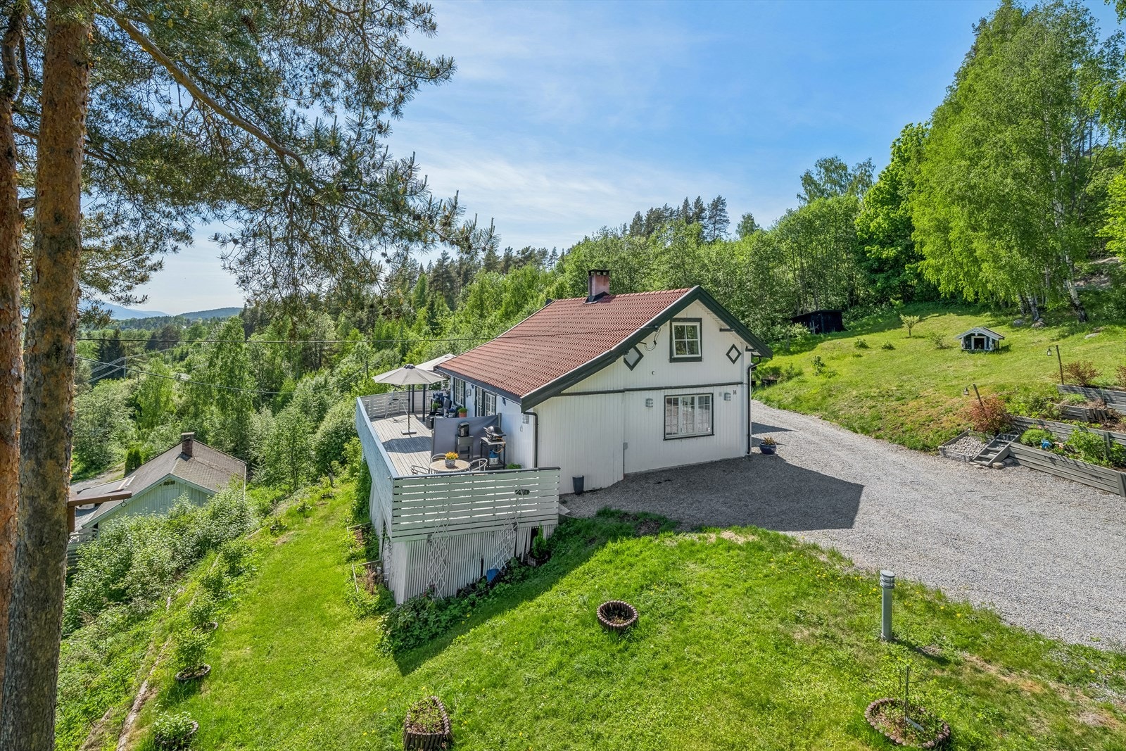 - Tomten er på 1410 kvm og ligger i en sydøst-helling med flott utsikt til Tyrifjorden og områdene rundt - Galleribilde