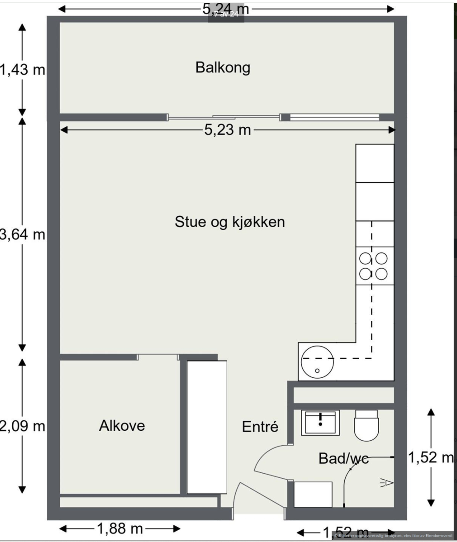 Målsatt plantegning. Galleribilde