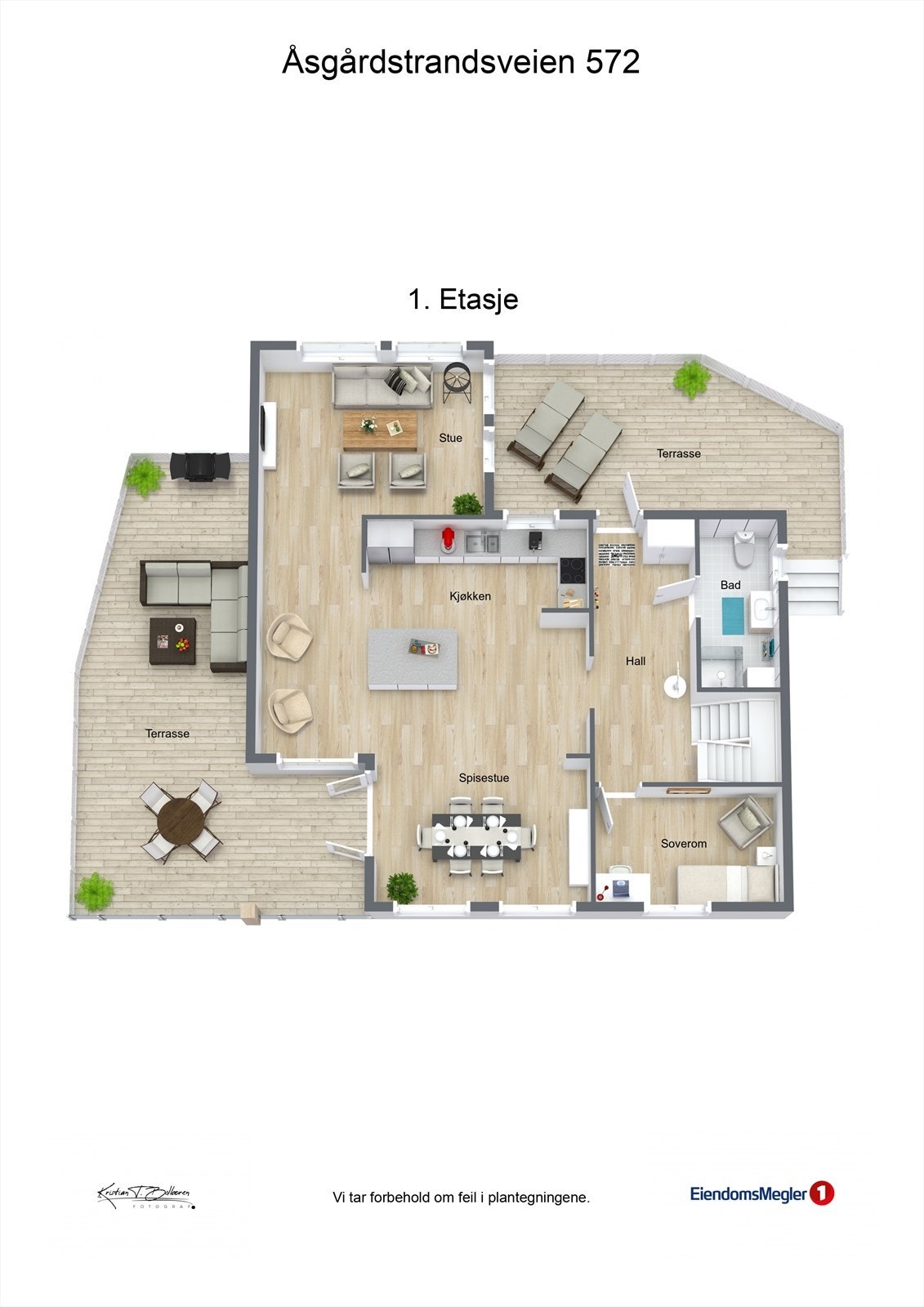 Plantegning 1 etasje Åsgårdstrandsveien 572. Galleribilde