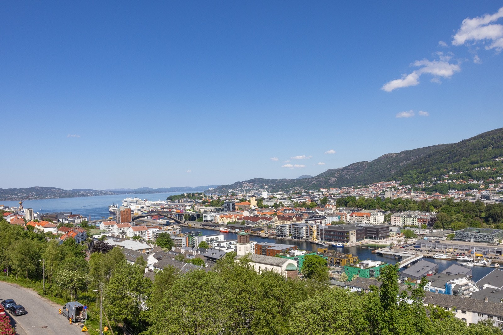 Flott utsikt mot byfjorden Galleribilde