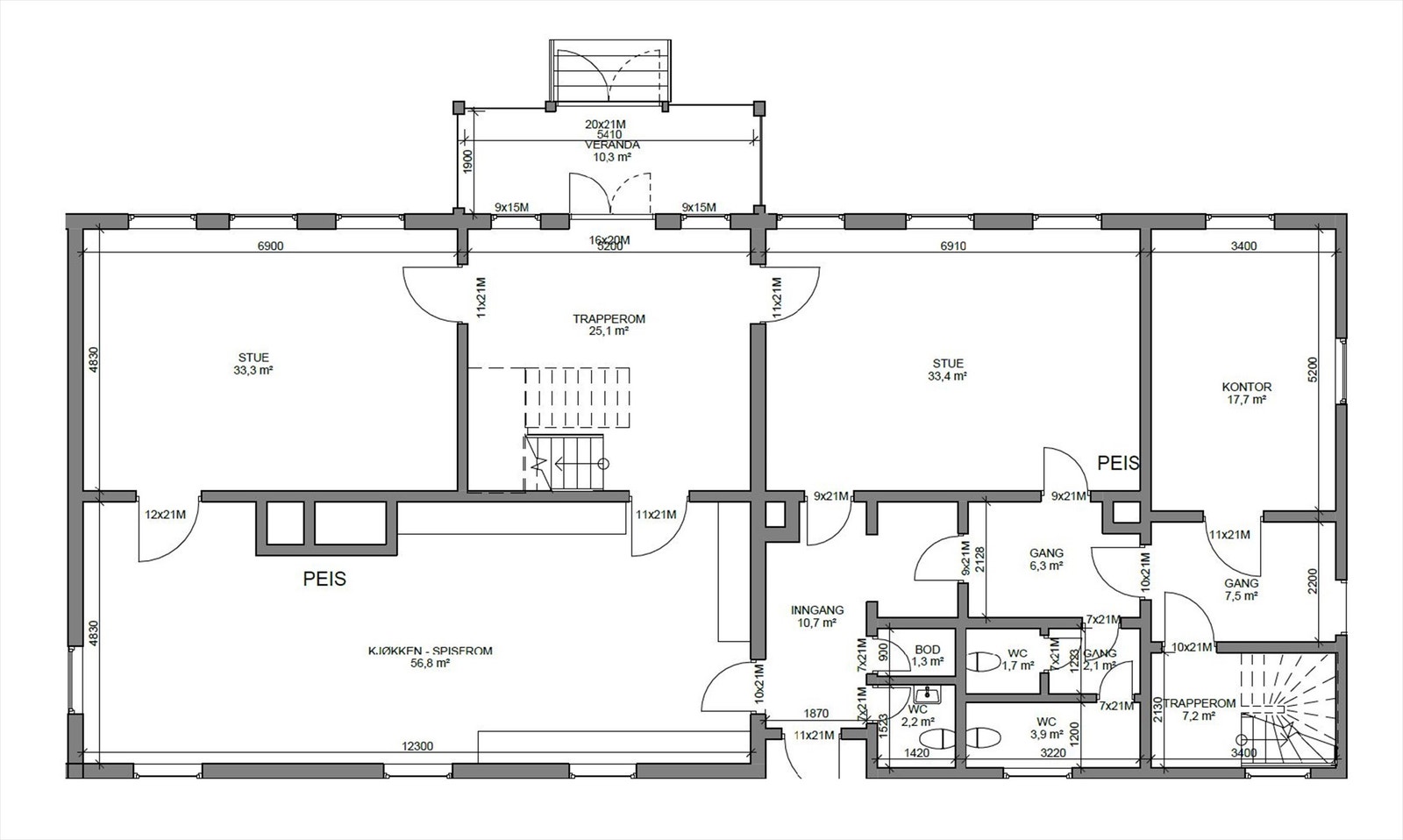 Plantegning hovedbygning 1. etg..JPG Galleribilde
