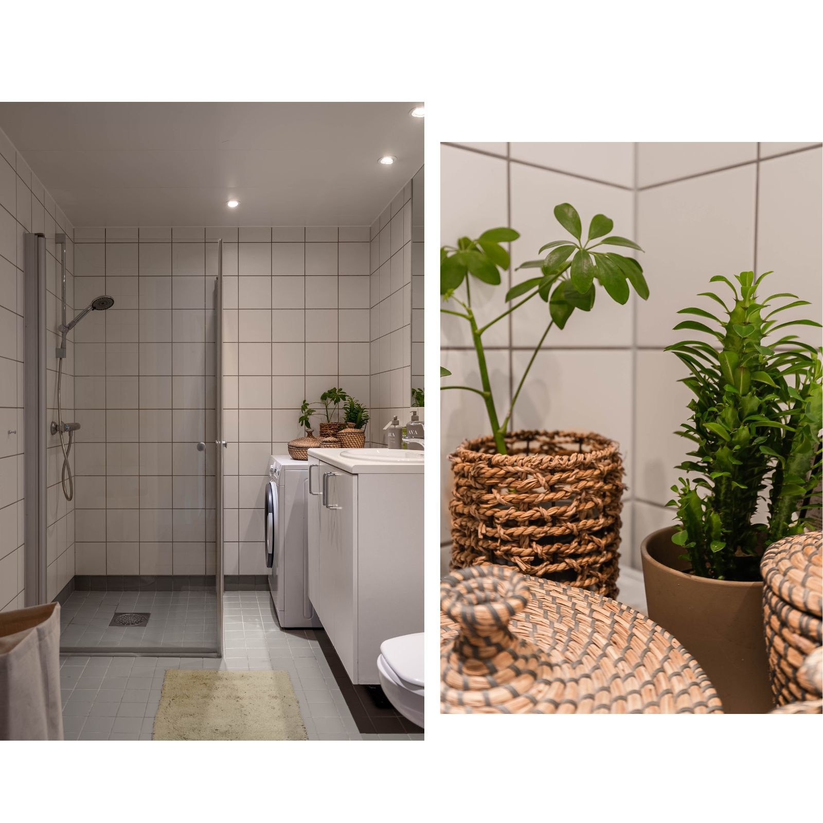Badet har opplegg for vaskemaskin og avtrekksventil med mekanisk avtrekk montert i himling. Galleribilde