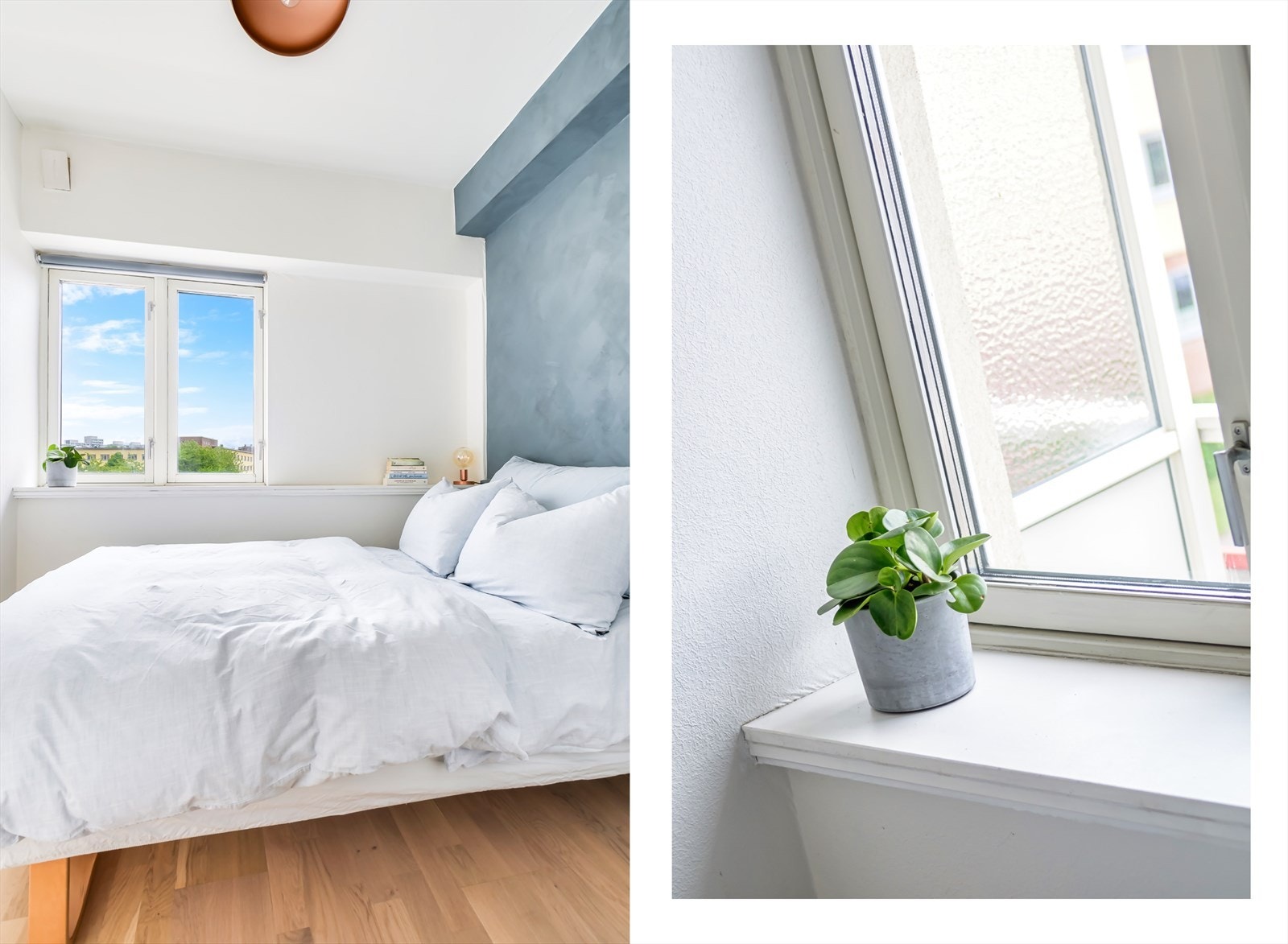 Den brede karmen fungerer godt som nattbord Galleribilde
