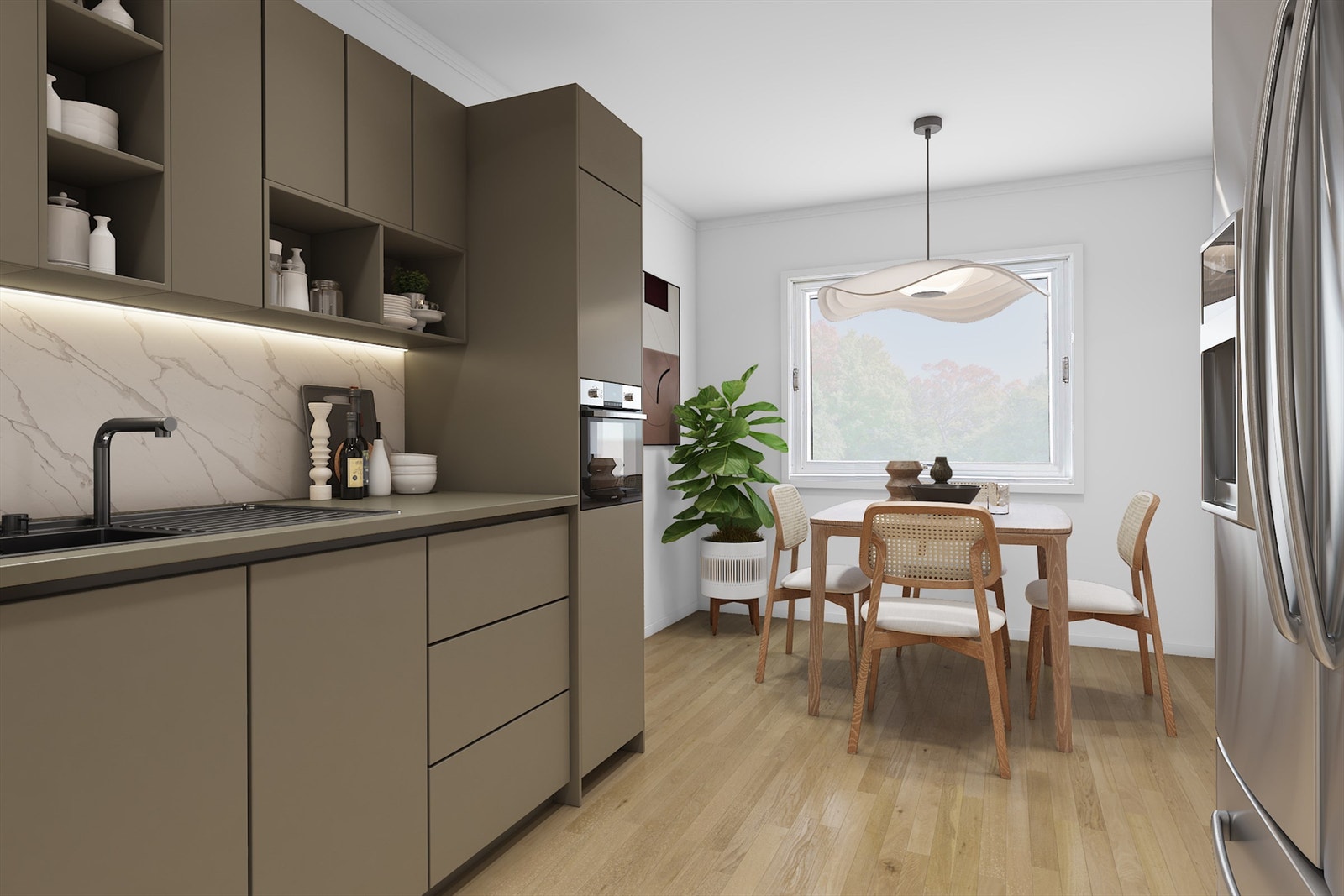 Leilighet med moderniseringsbehov og stort potensiale! Kjøkken - digitalt oppusset Galleribilde