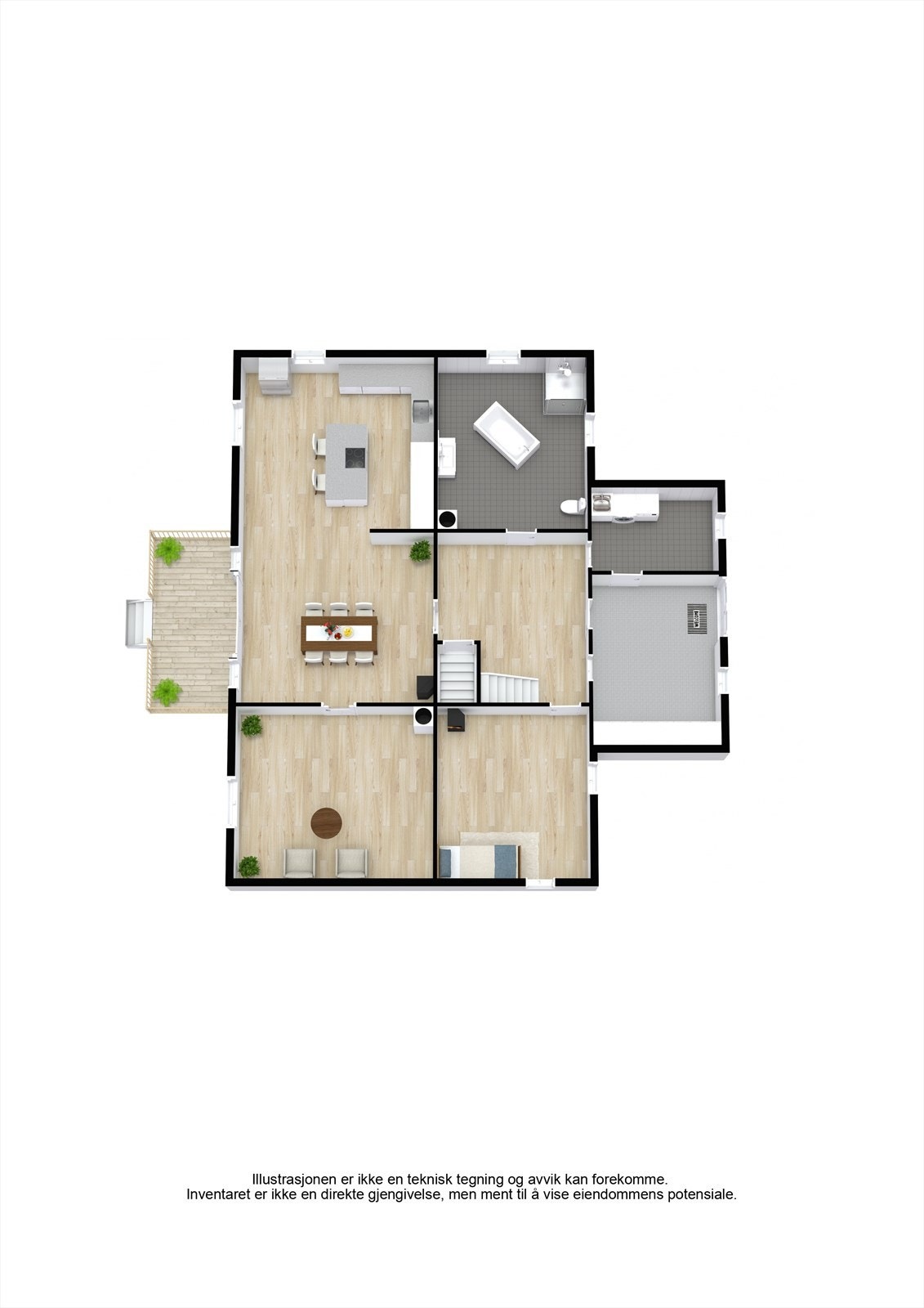 Plantegning 1.Etasje 3D. Galleribilde