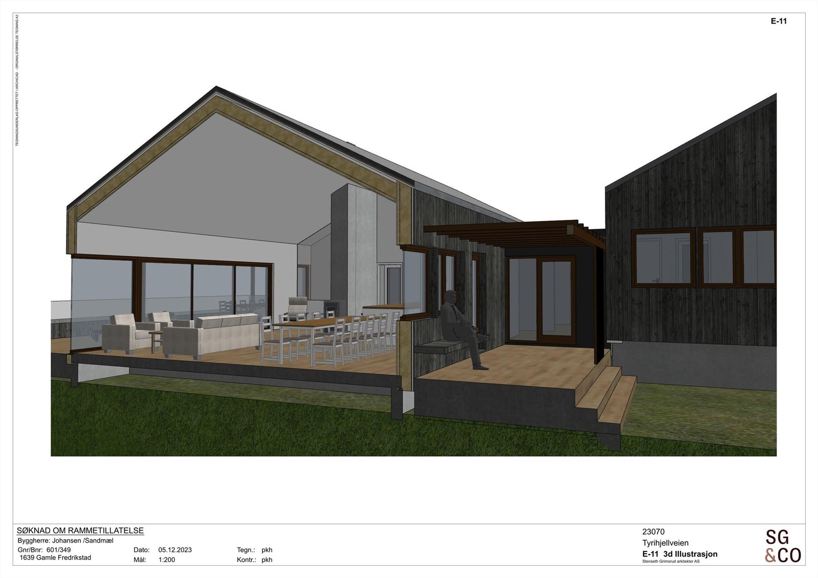 3D-illustrasjon fra arkitekt. Galleribilde