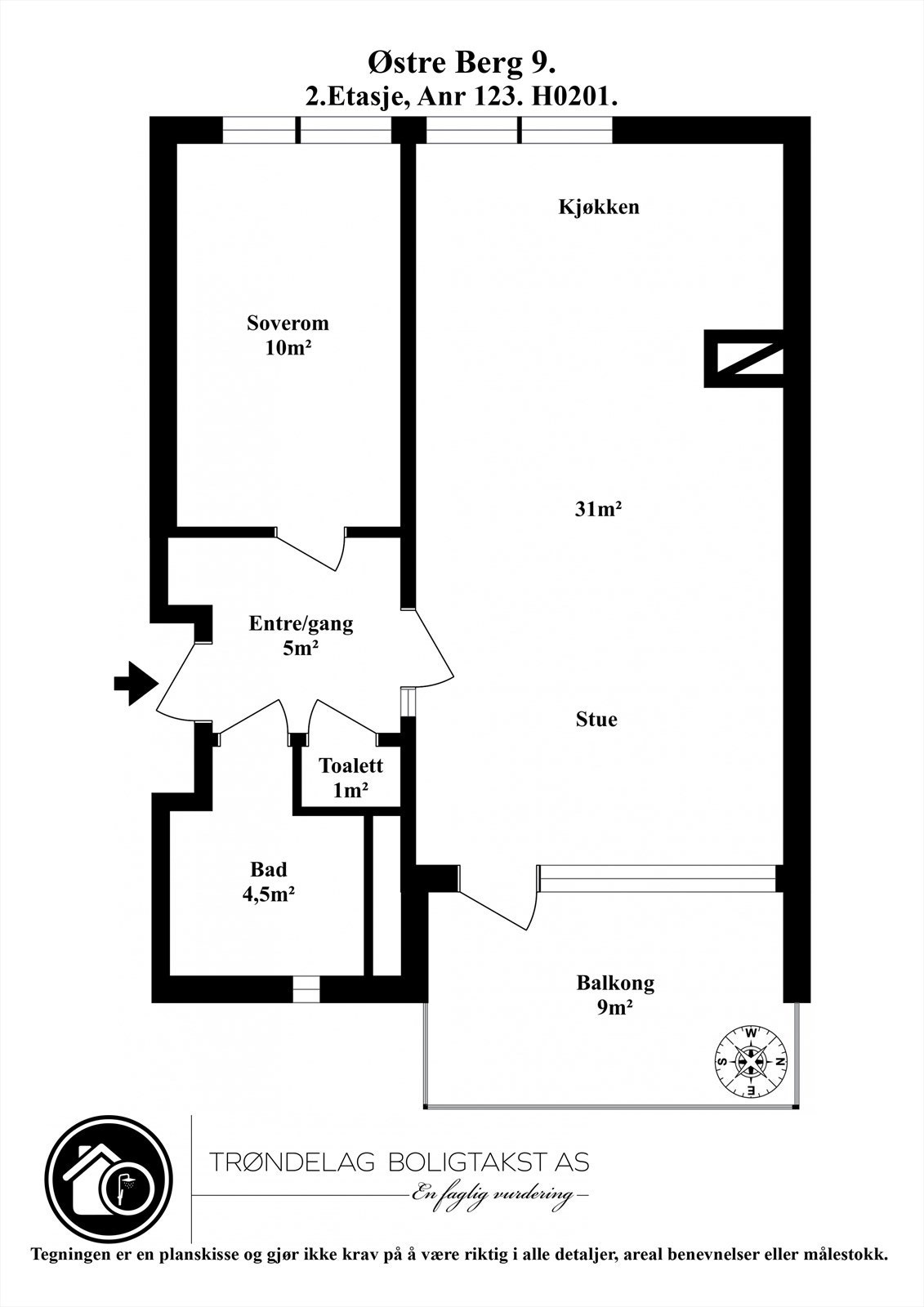 Planskisse for leiligheten i 2. etasje. Galleribilde