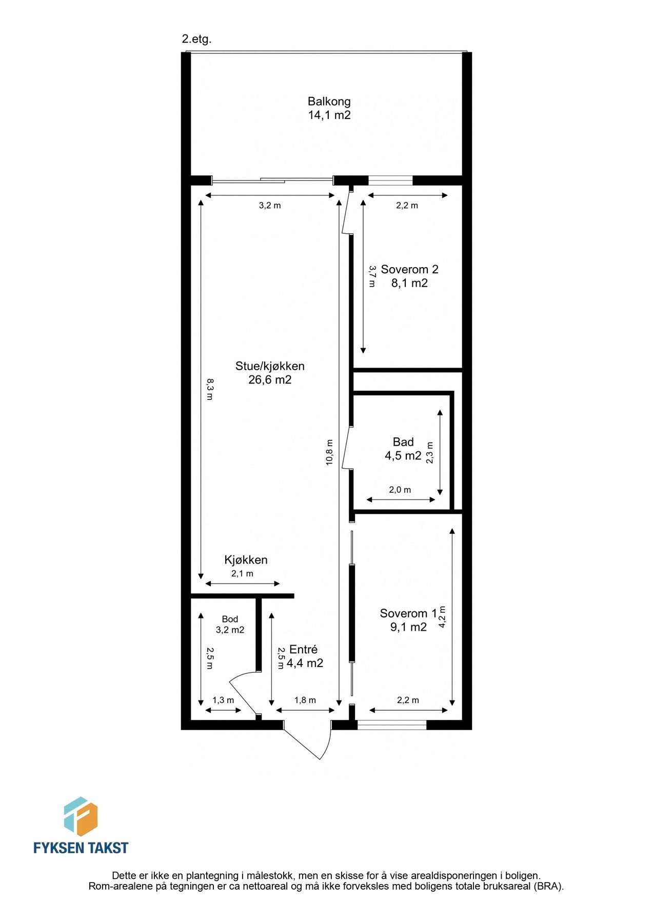 Målsatt planskisse. Galleribilde