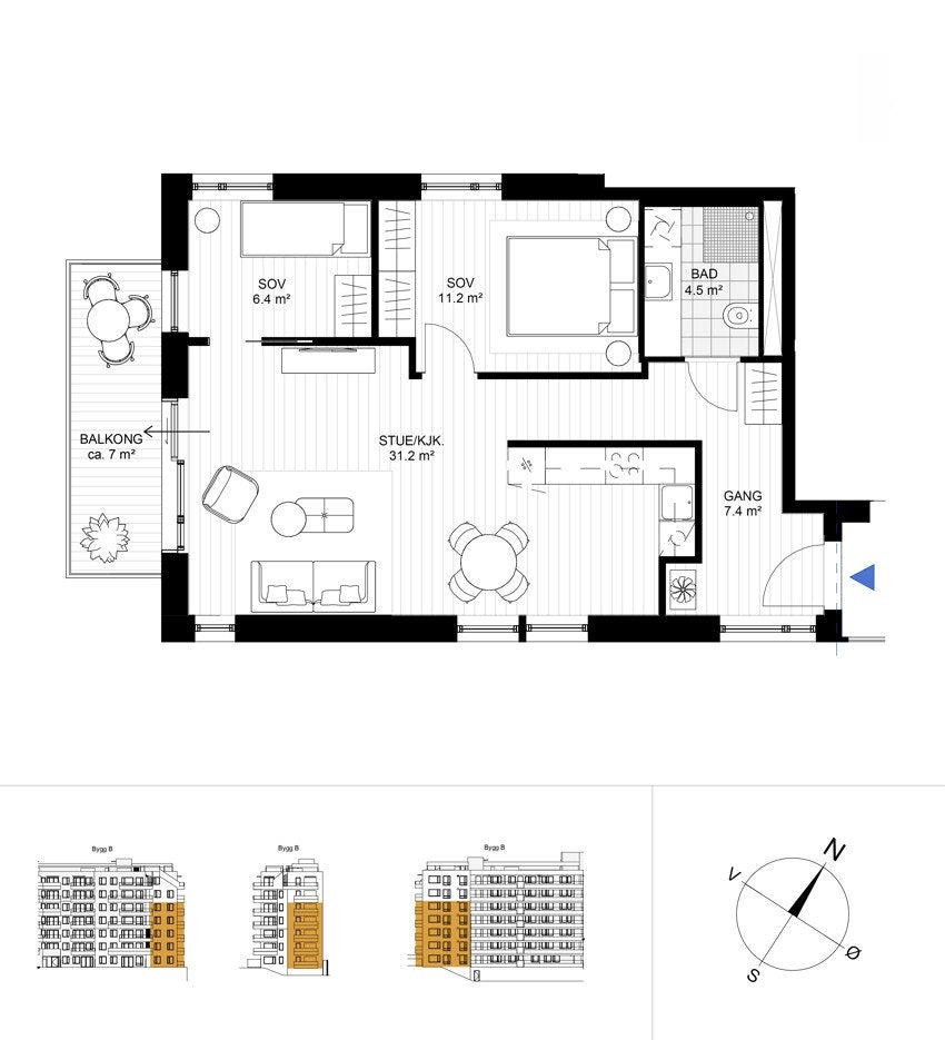 Plantegning leilighet B206 Galleribilde