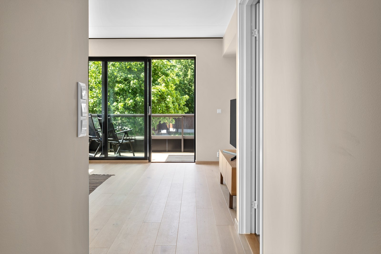 Flott eikeparkett på gulv Galleribilde