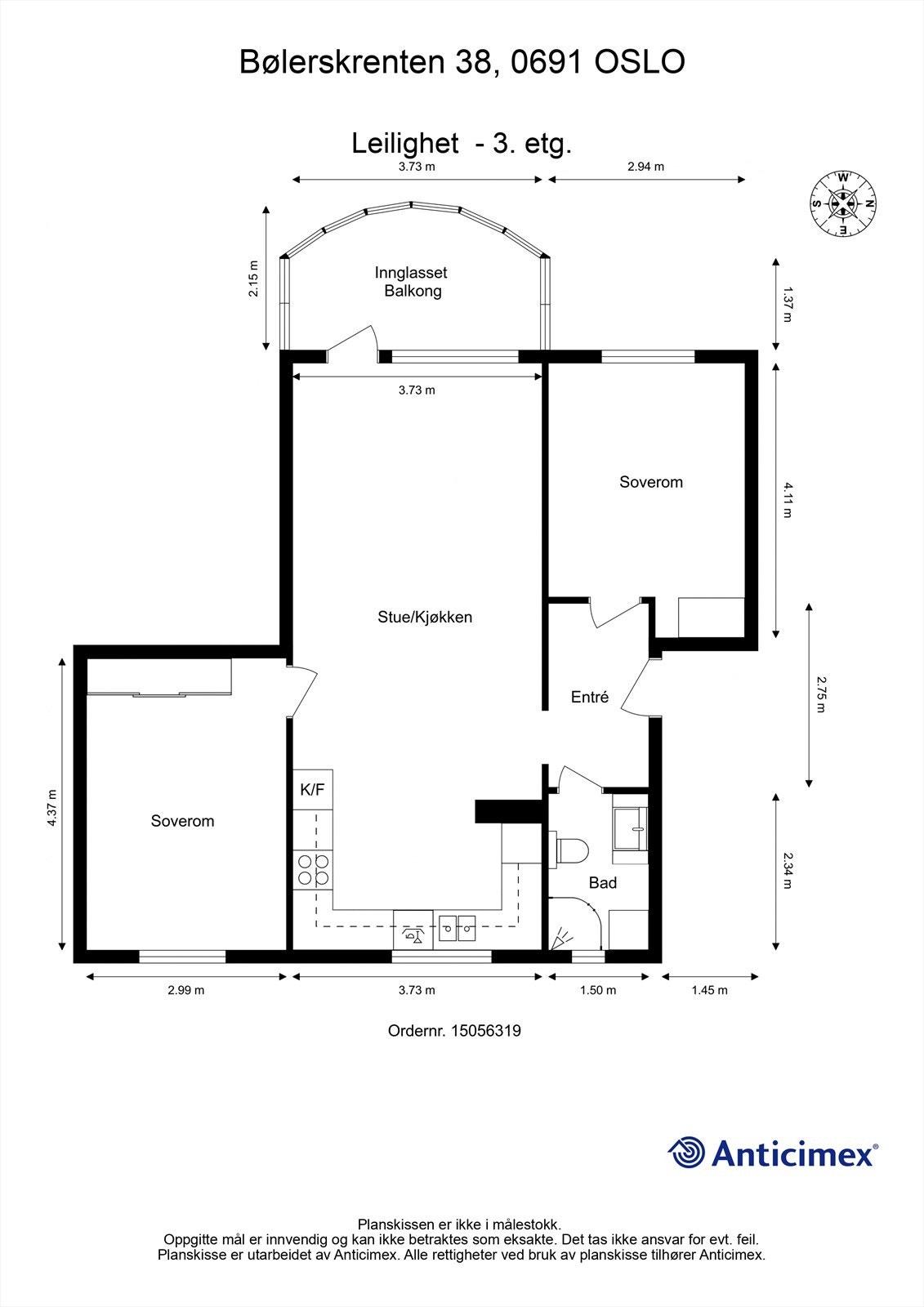 Plantegning, 3. etasje. Galleribilde