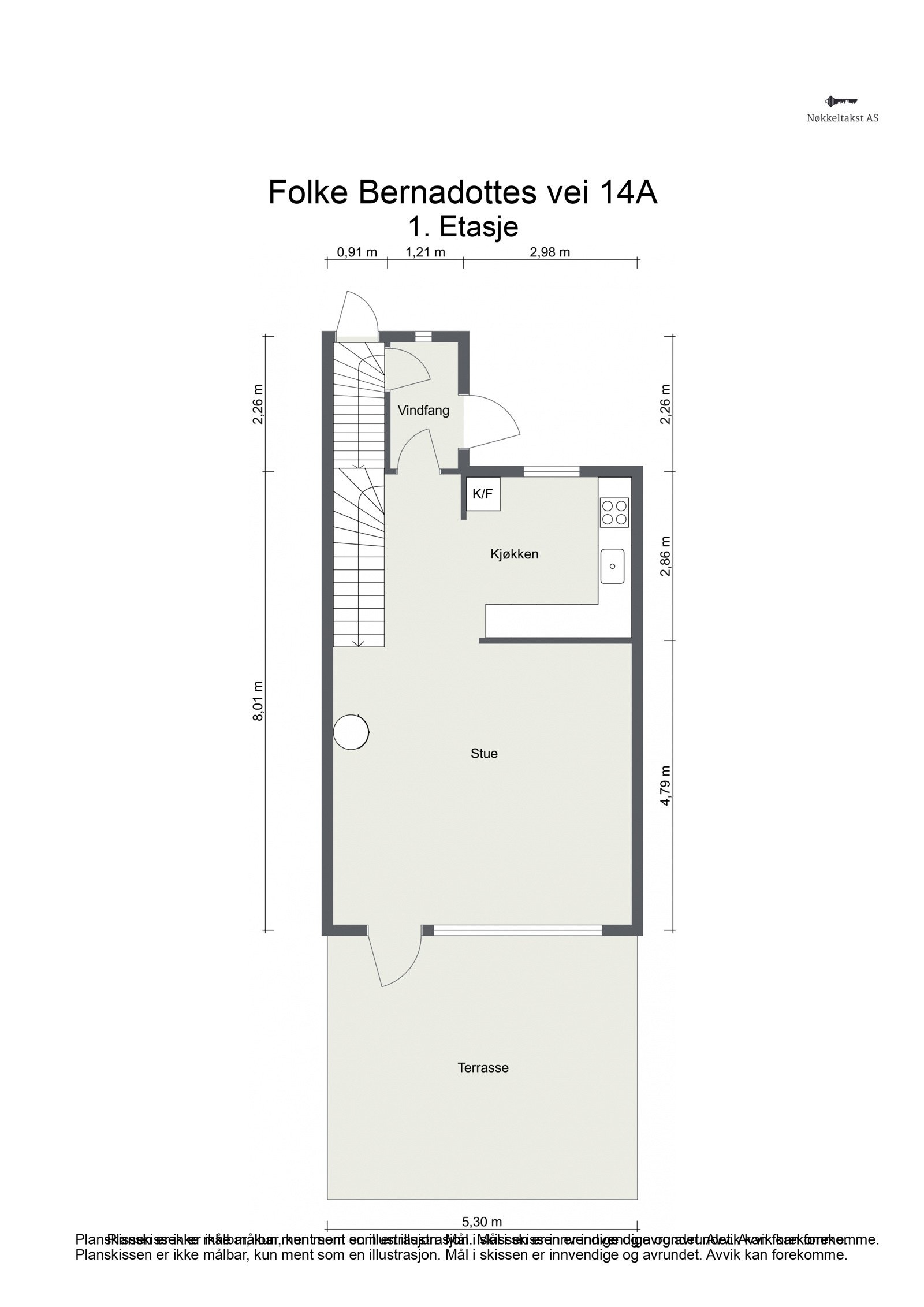 Planskisse 1.etasje: En herlig oppholdsetasje på 48 kvm som består av entré (egen inngang til kjelleretasjen), stue og kjøkken med utgang til hage. Galleribilde