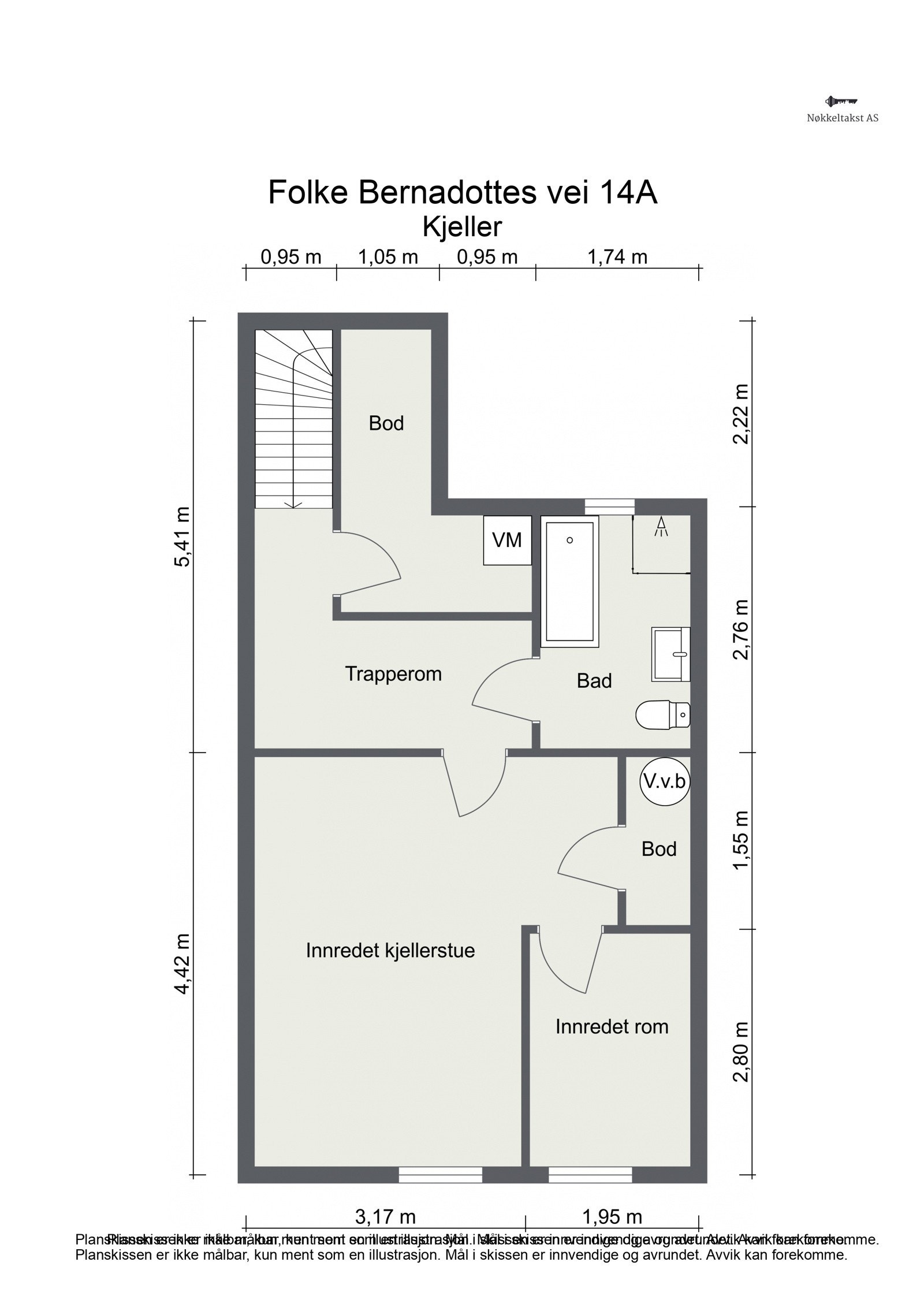 Planskisse kjelleretasje: En utrolig lys kjeller med store vinduer og høy standard, samt egen inngang utenfra. Etasjen er på 46 kvm og består av gang, bad, innredet kjellerstue, innredet soverom og 2 boder. Galleribilde