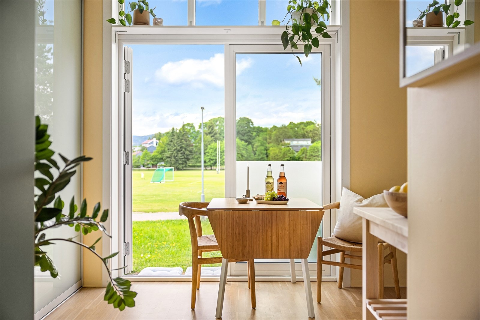 Leiligheten har dobbel glassdør ut fra stuen/kjøkkenet. Galleribilde