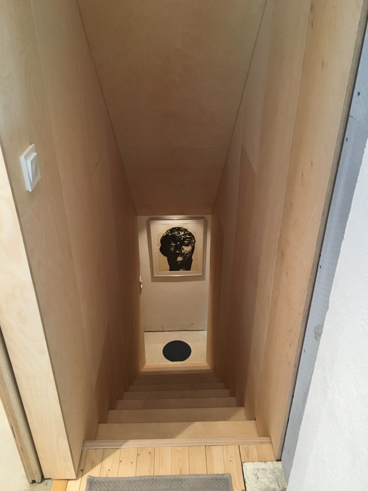Det er spesialbygget trapp ned til kjelleretasjen i bjerkefiner Galleribilde