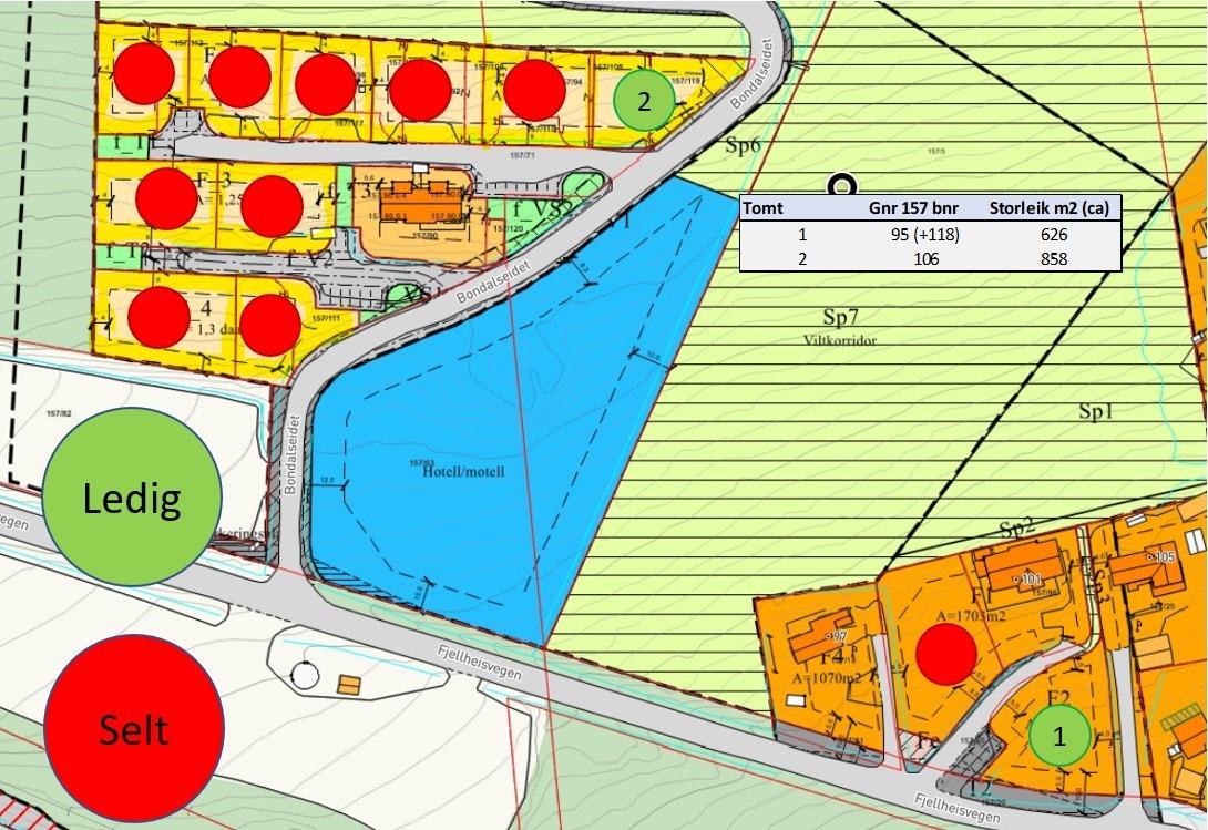 Oversikt over dei ledige tomtene Galleribilde