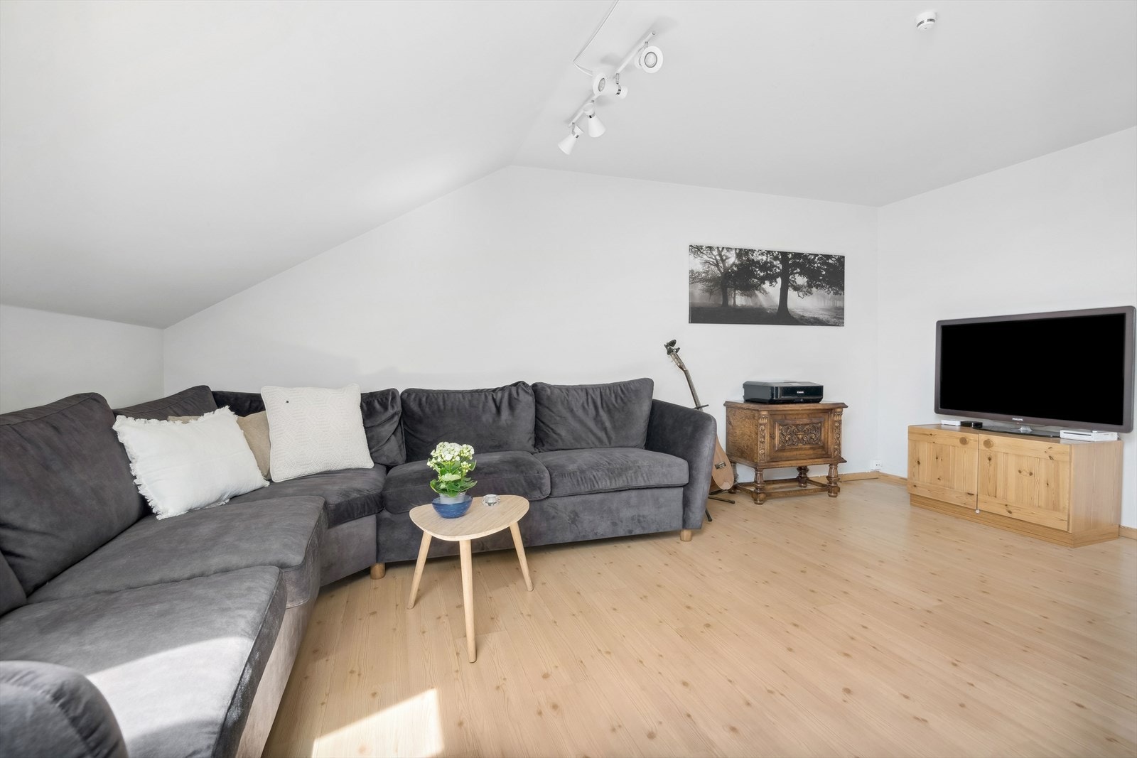 Den ekstra stuen gir flere bruksmuligheter og er godt egnet som medierom, hobbyrom eller aktivitetsrom for de minste. Galleribilde