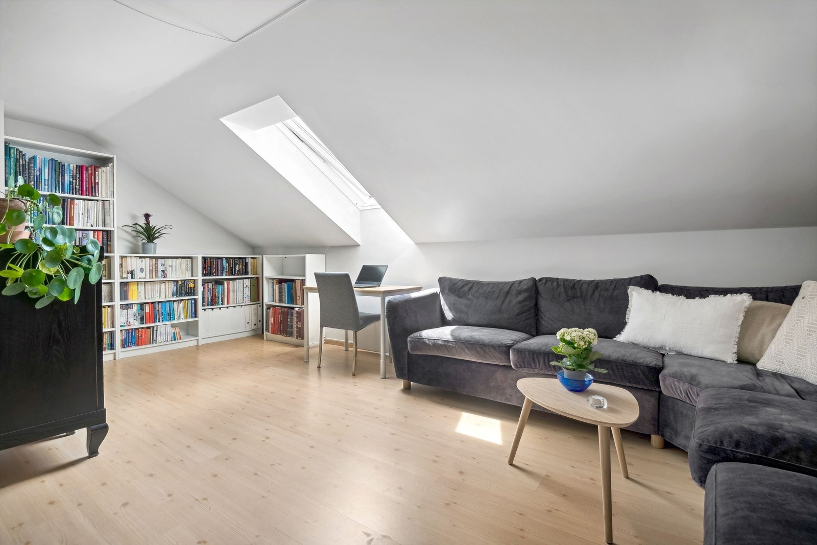 I rekkehusets tredje etasje ligger den store loftstuen. Galleribilde