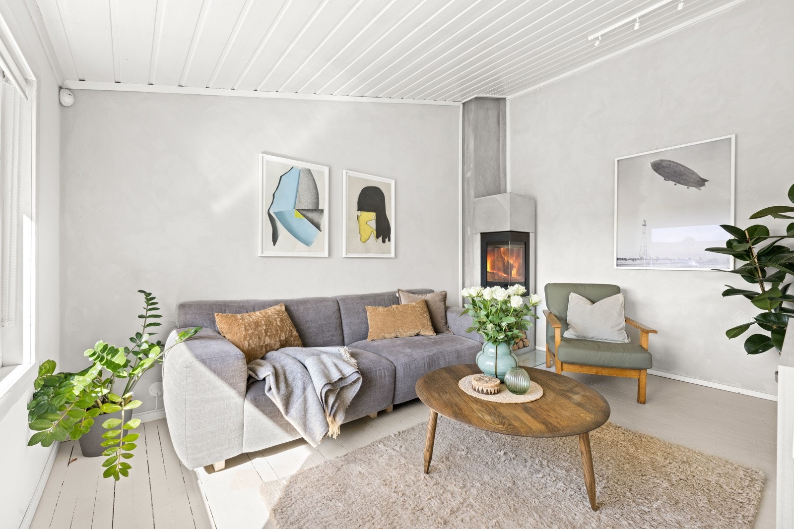 Koselig TV-stue med peis fra 2015 Galleribilde