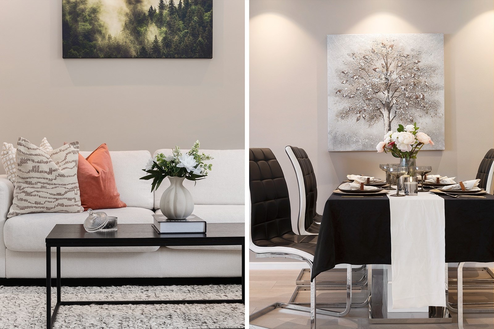 Det er god plass til sofagruppe og spisebord. Galleribilde