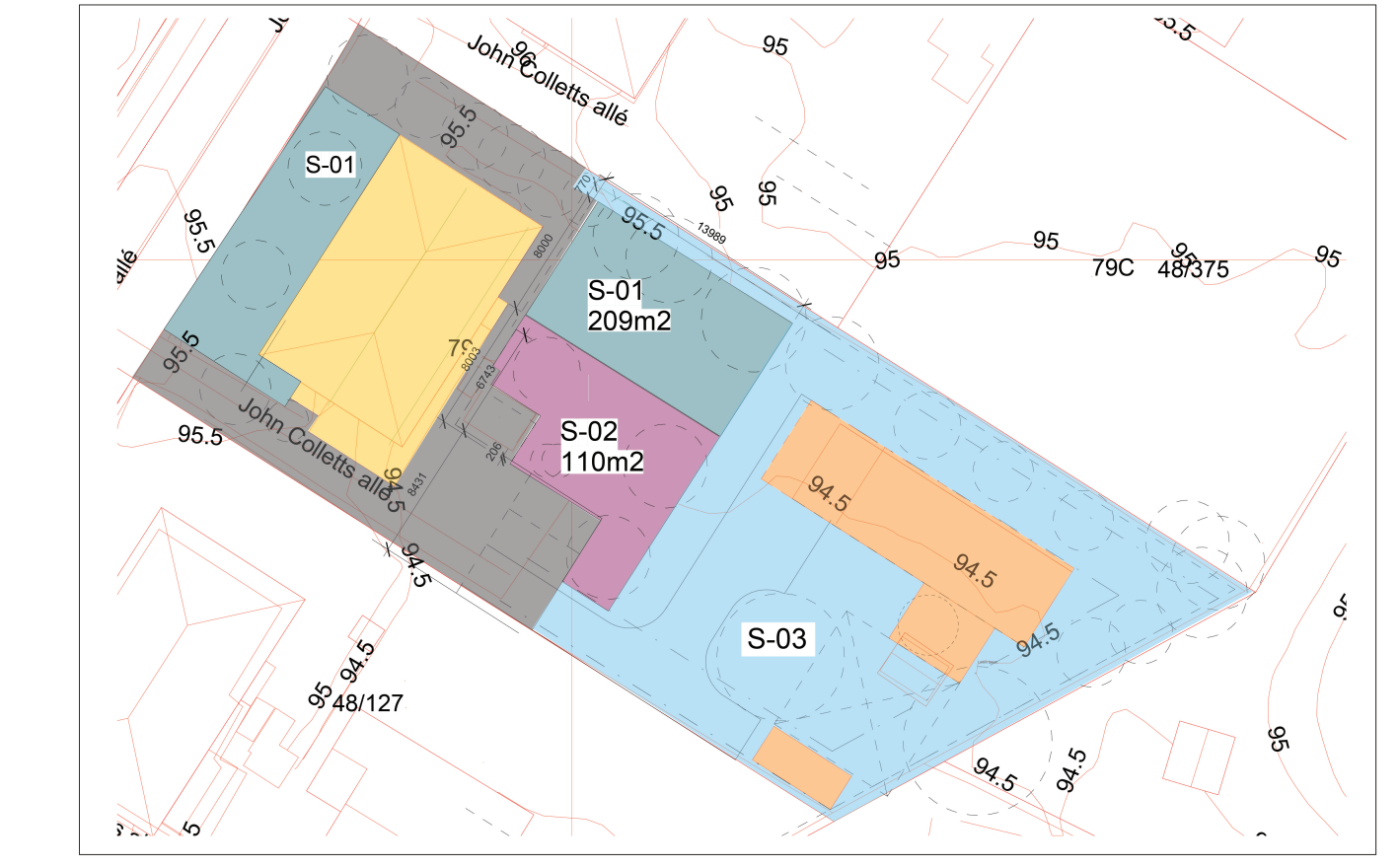 Planlagt seksjonering av sameiet John Colletts allè 79. Galleribilde