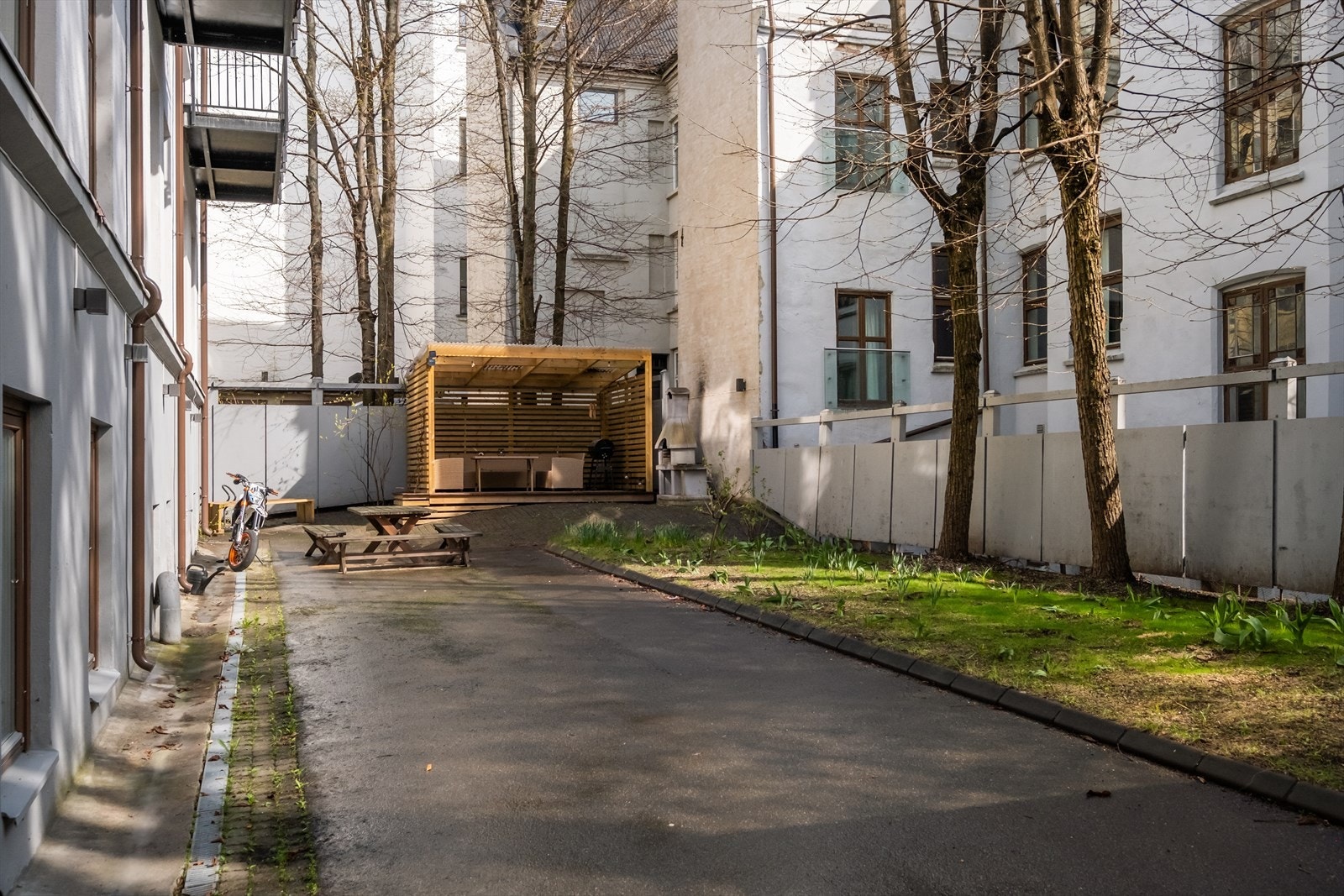 Frodig og pen felles bakgård. Galleribilde