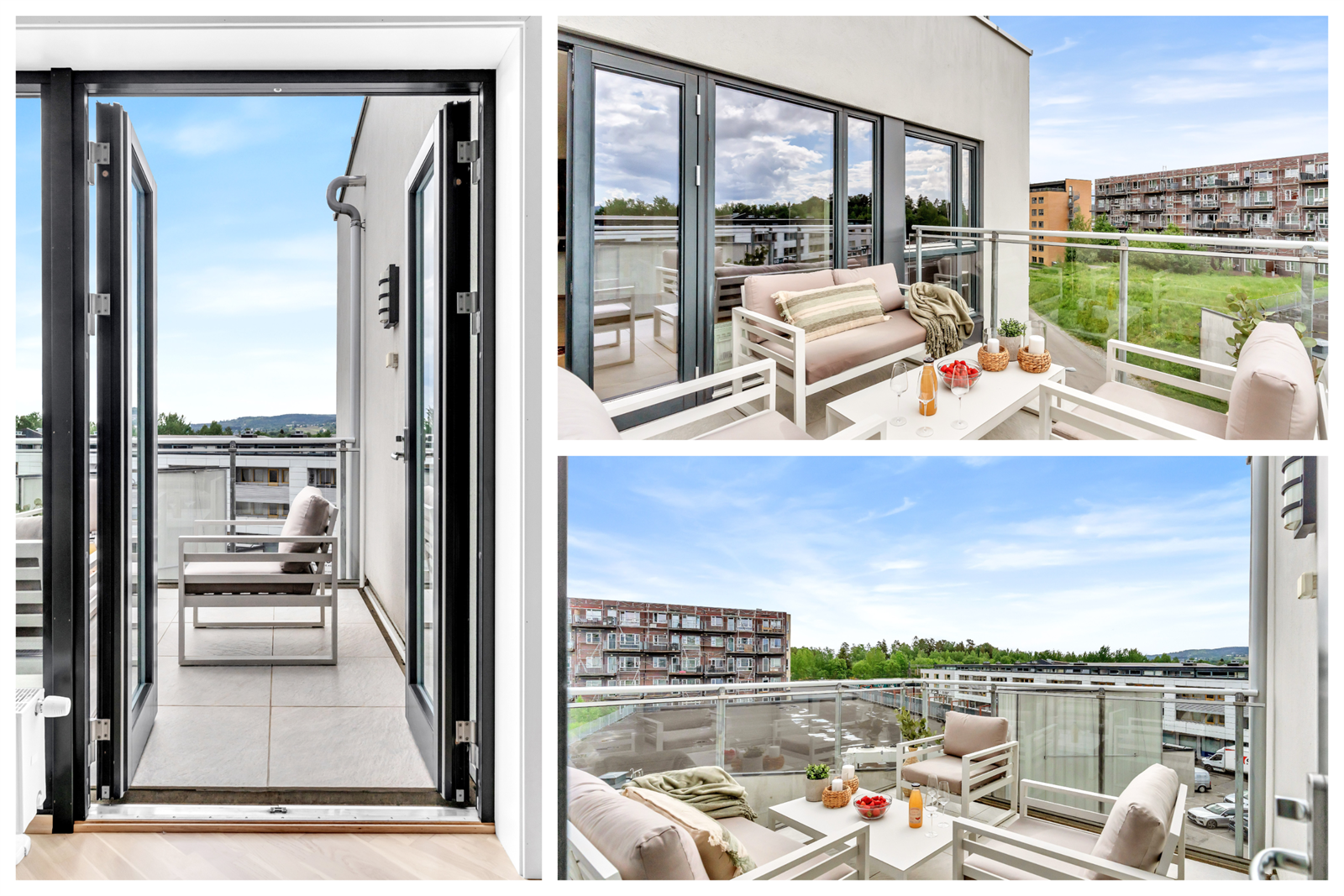 Leiligheten ligger i byggets 4.etasje med usjenert uteplass med flott utsyn. Galleribilde