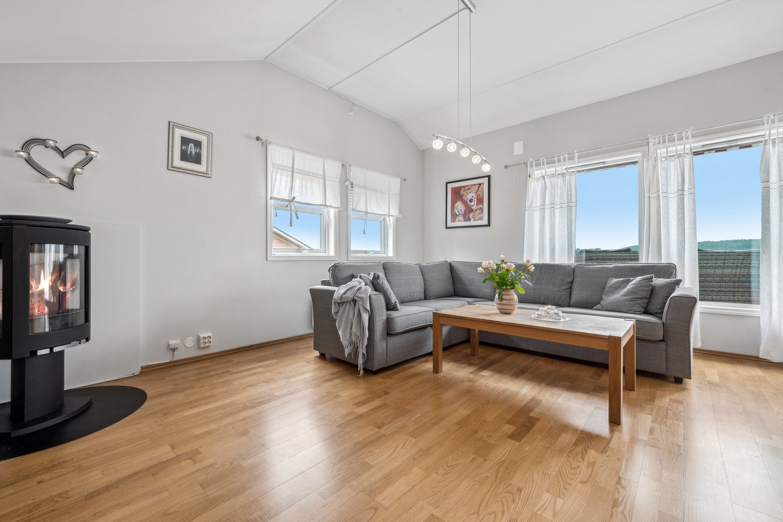 Planløsningen er funksjonell og praktisk med store vindusflater som sørger for rikelig lysinnslipp. Galleribilde