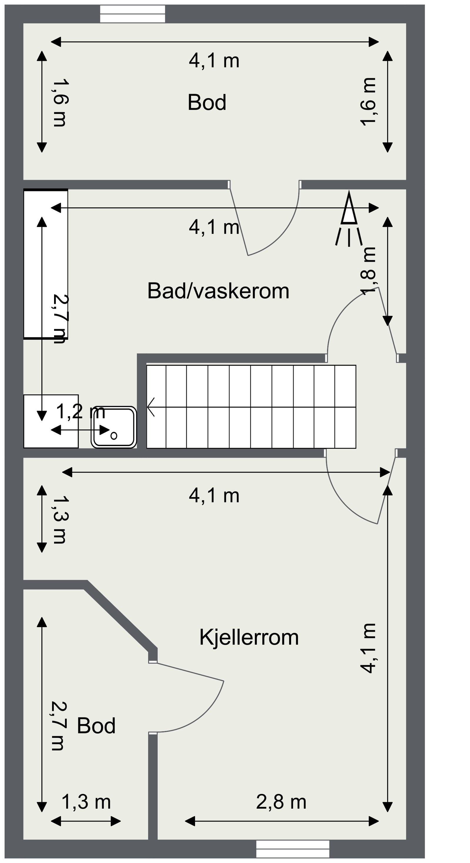 Plantegning kjeller. Galleribilde