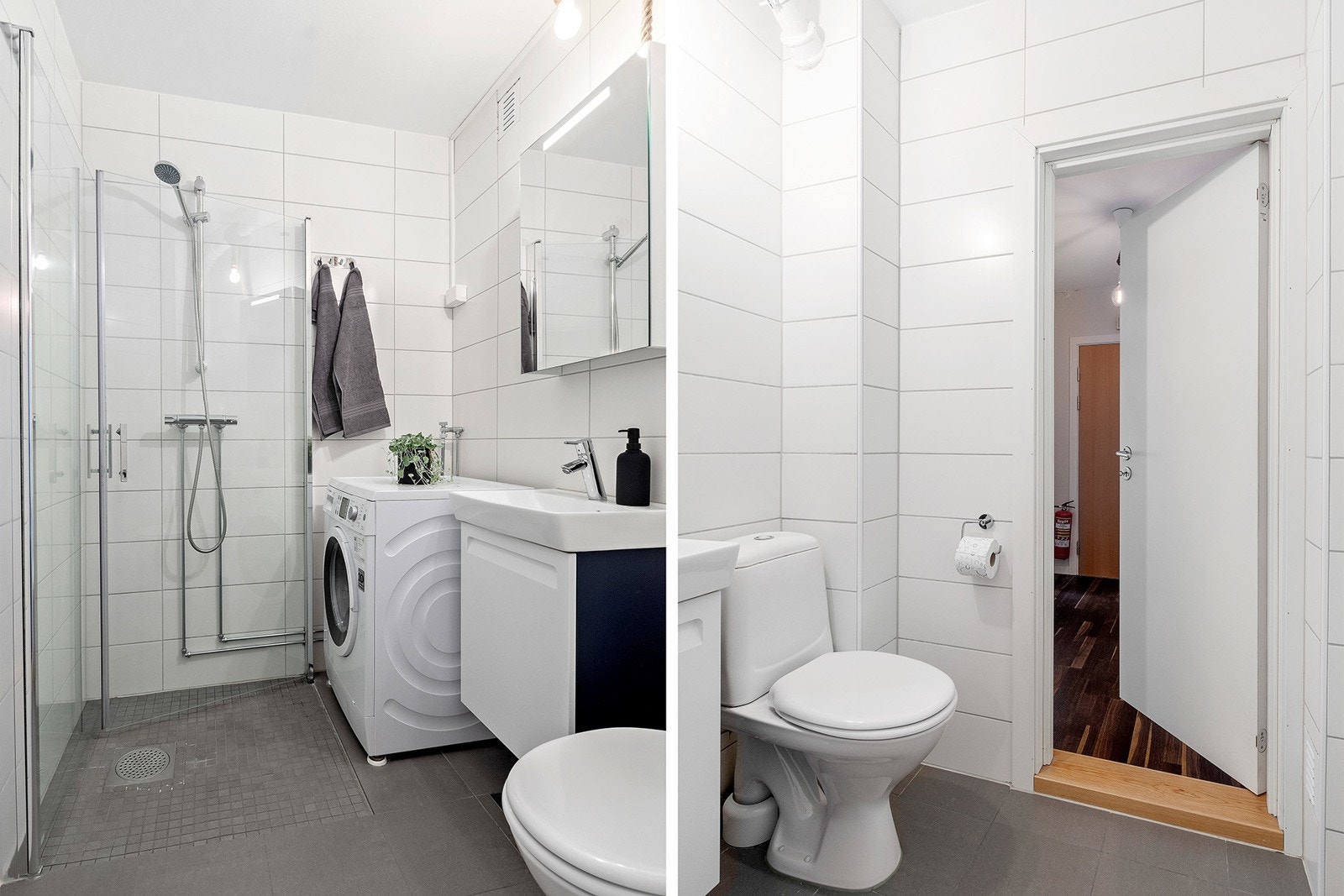 Flislagt bad fra 2014 med gulvvarme Galleribilde