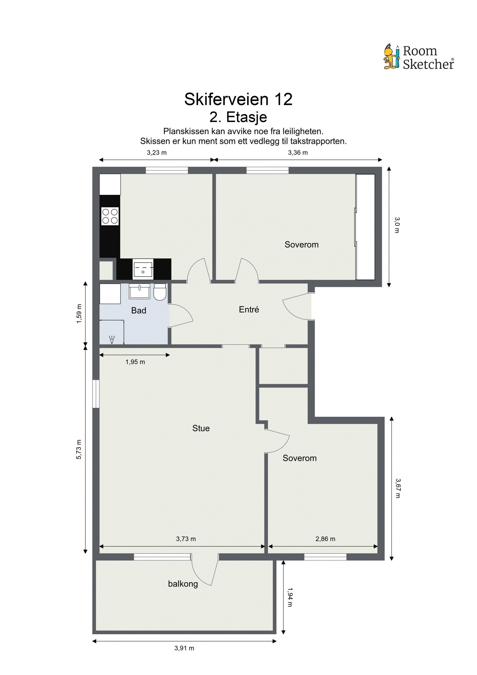 Leiligheten disponerer en kjellerbod på ca. 3,3 m² og en loftsbod med ett gulvareal på 9,8 m² med skråtak, målbart areal på ca. 5 m² Galleribilde