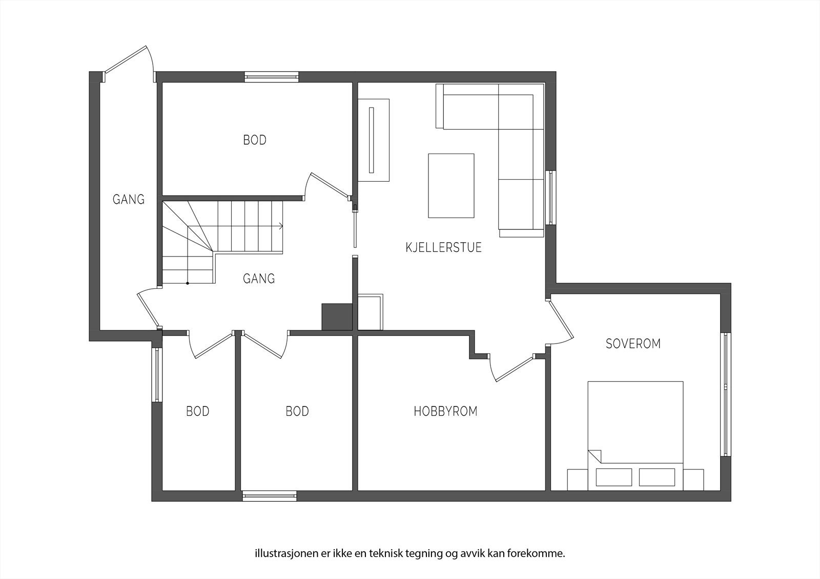 Plantegning av underetasje/kjeller Galleribilde
