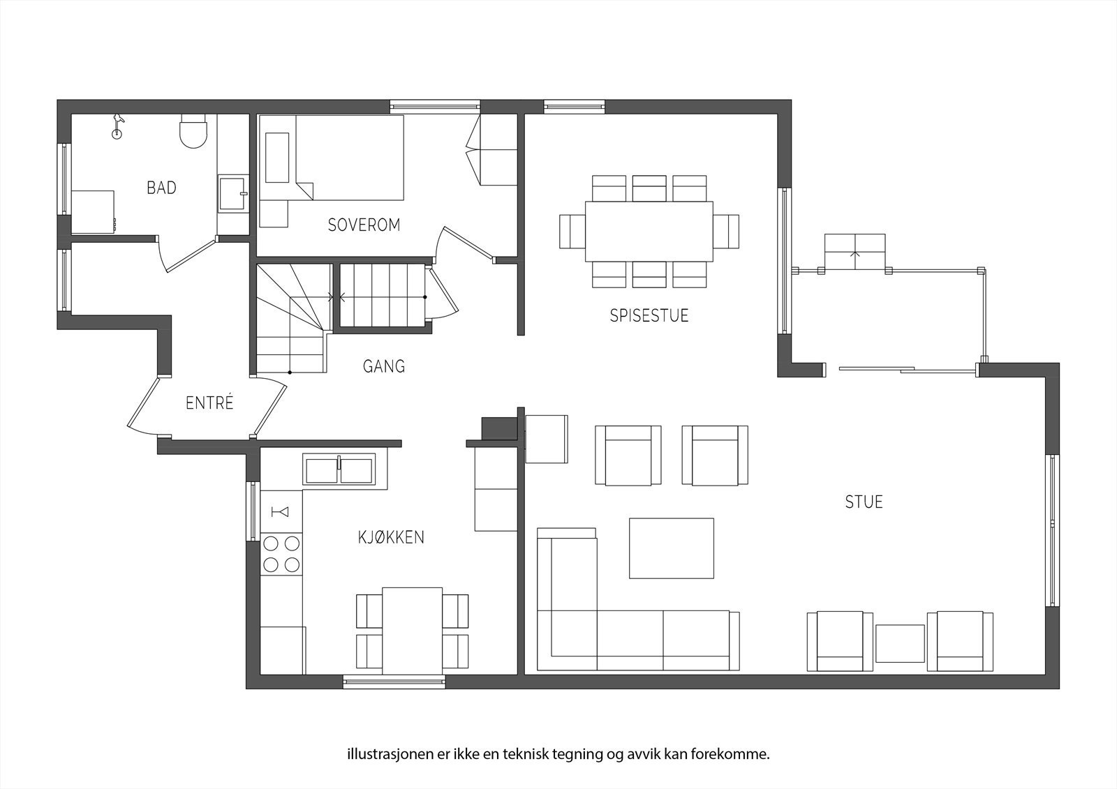 plantegning av 1 etasje Galleribilde