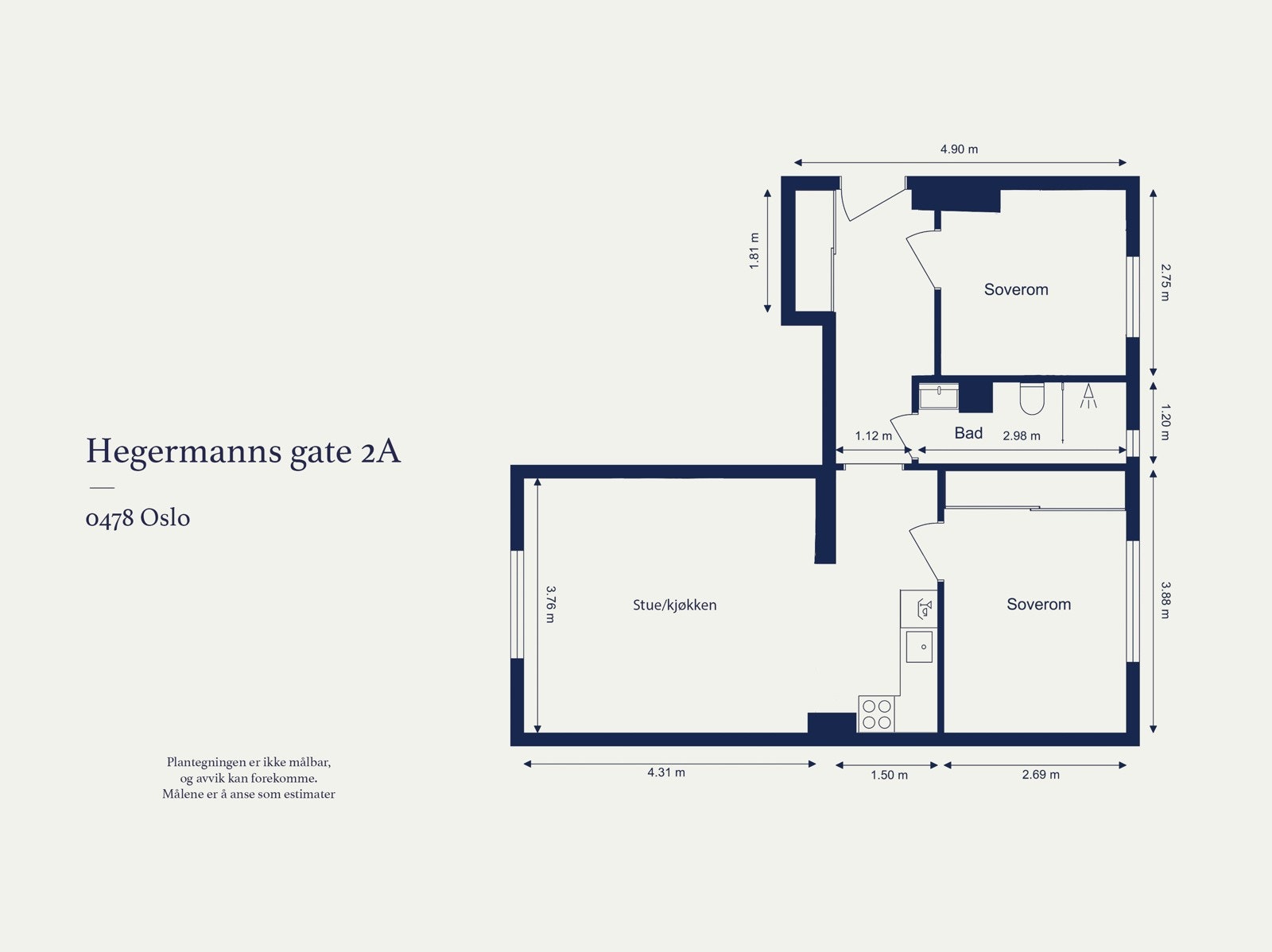 Alternativ planløsning* megler kan ikke garantere for søknader og godkjenninger rund endringene Galleribilde