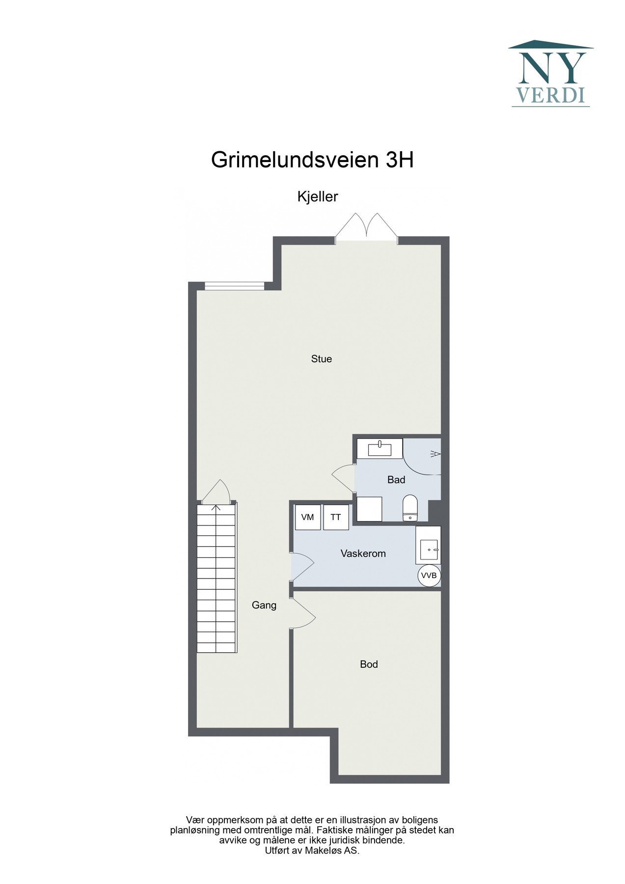 Kjeller: Trapperom, kjellerstue med utg. til uteplass og hage, bad, vaskerom, bod og kott. Galleribilde