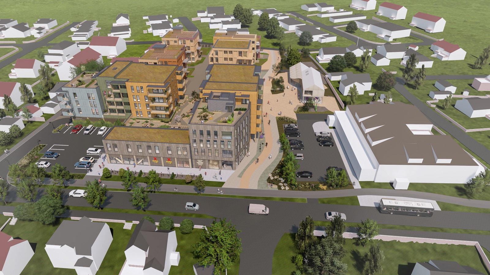 Tolvsrød torg skal bli en levende, trivelig og grønn møteplass for nærområdet! Galleribilde