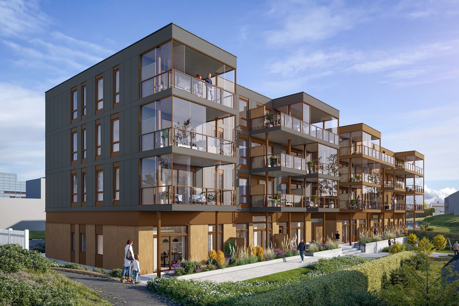 Her finner du leiligheter med skikkelig god arealutnyttelse. Leilighetene i førsteetasje får ekstra takhøyde og hems. Galleribilde