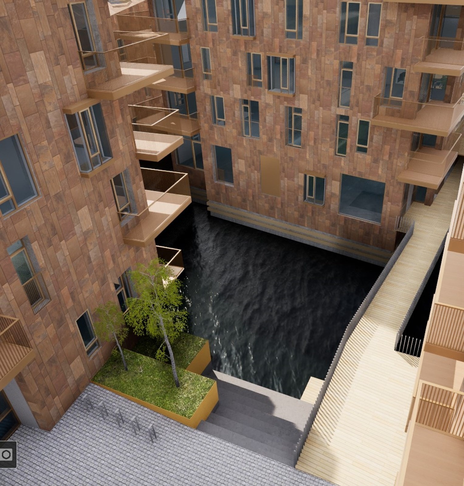 Skjermdump fra 3D- modell, utsikt fra balkong Galleribilde