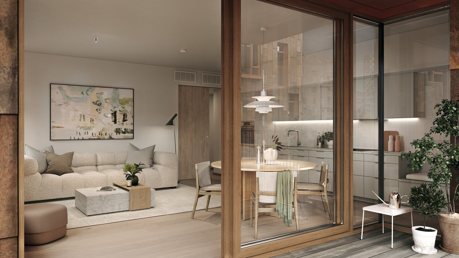 3-roms leiligeht med lyst og moderne kjøkken. Illustrasjon lånt fra OSU Galleribilde