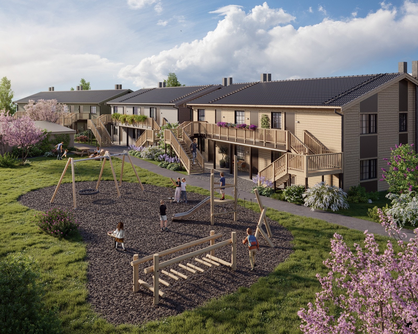 Flotte opparbeidede uteplass for sosiale treff Galleribilde