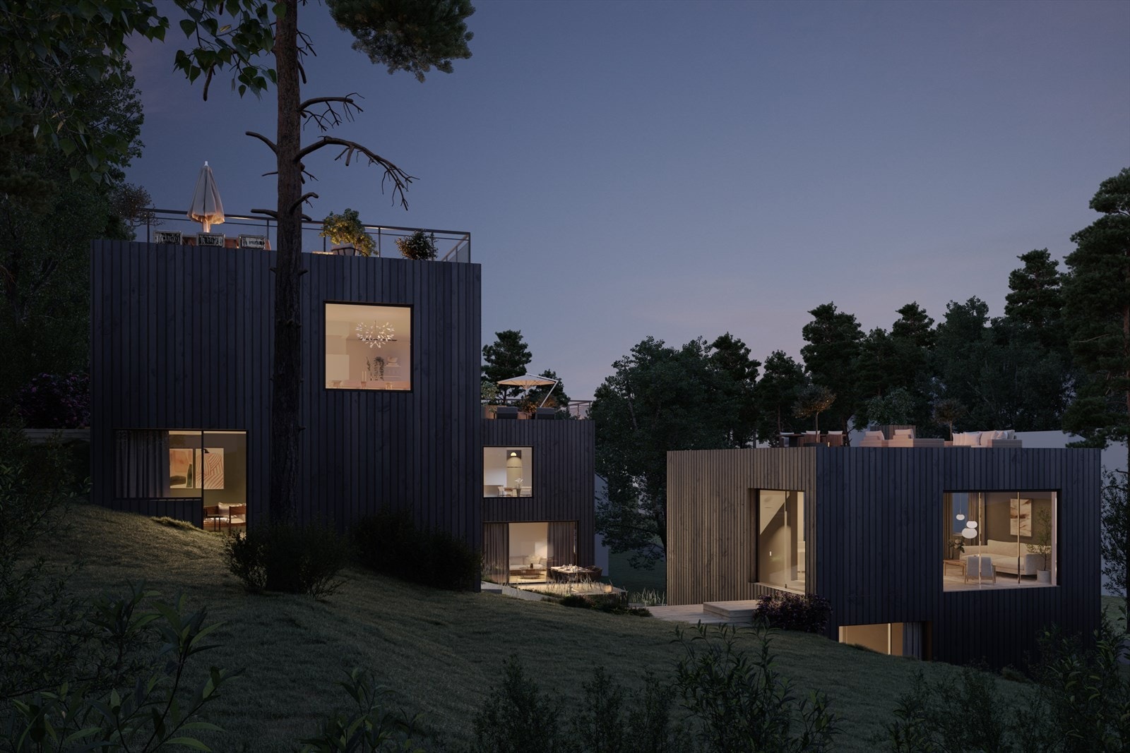 3 frittliggende eneboliger bygges nå på Nordstrand Galleribilde