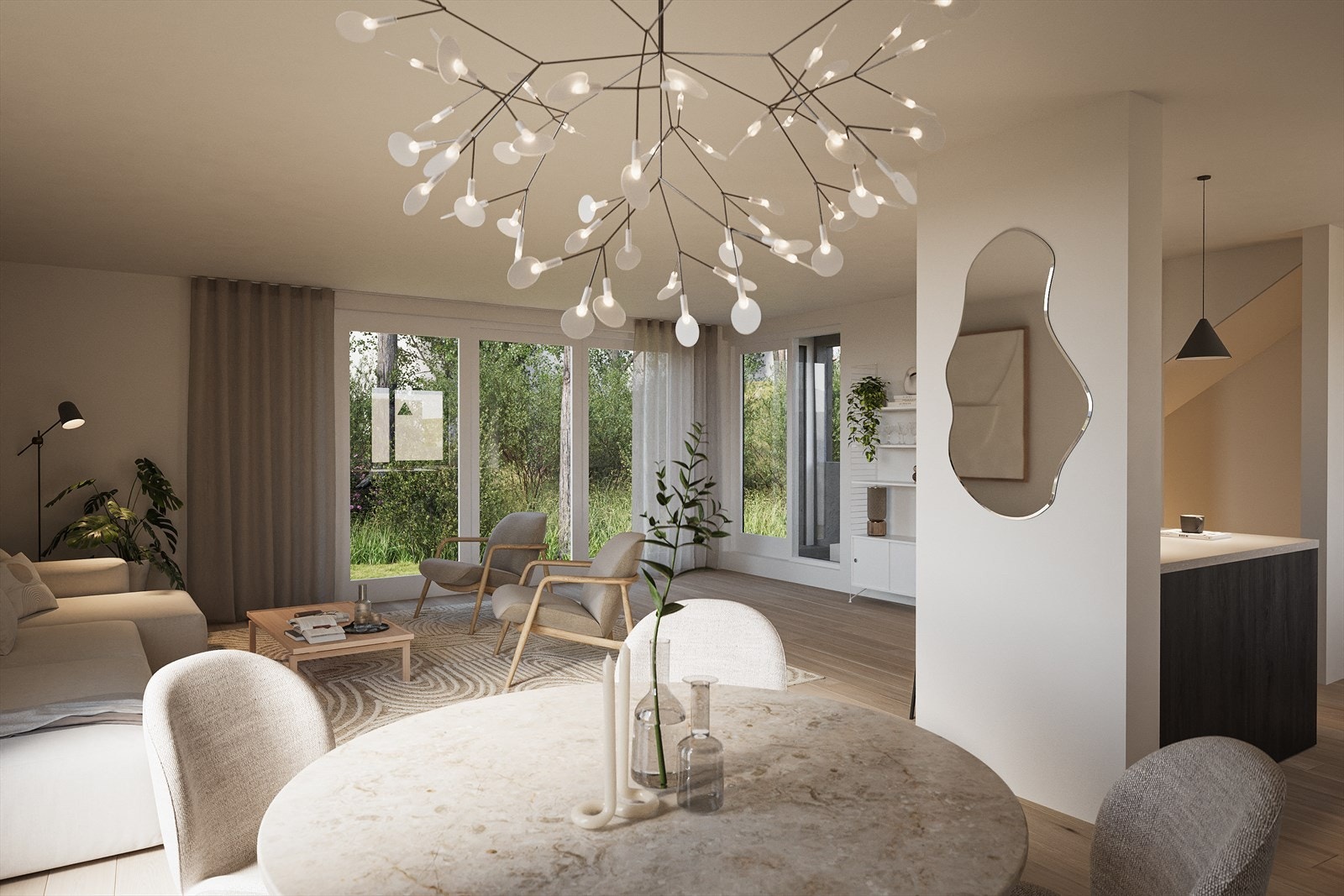 Romslige stuer med peis Galleribilde