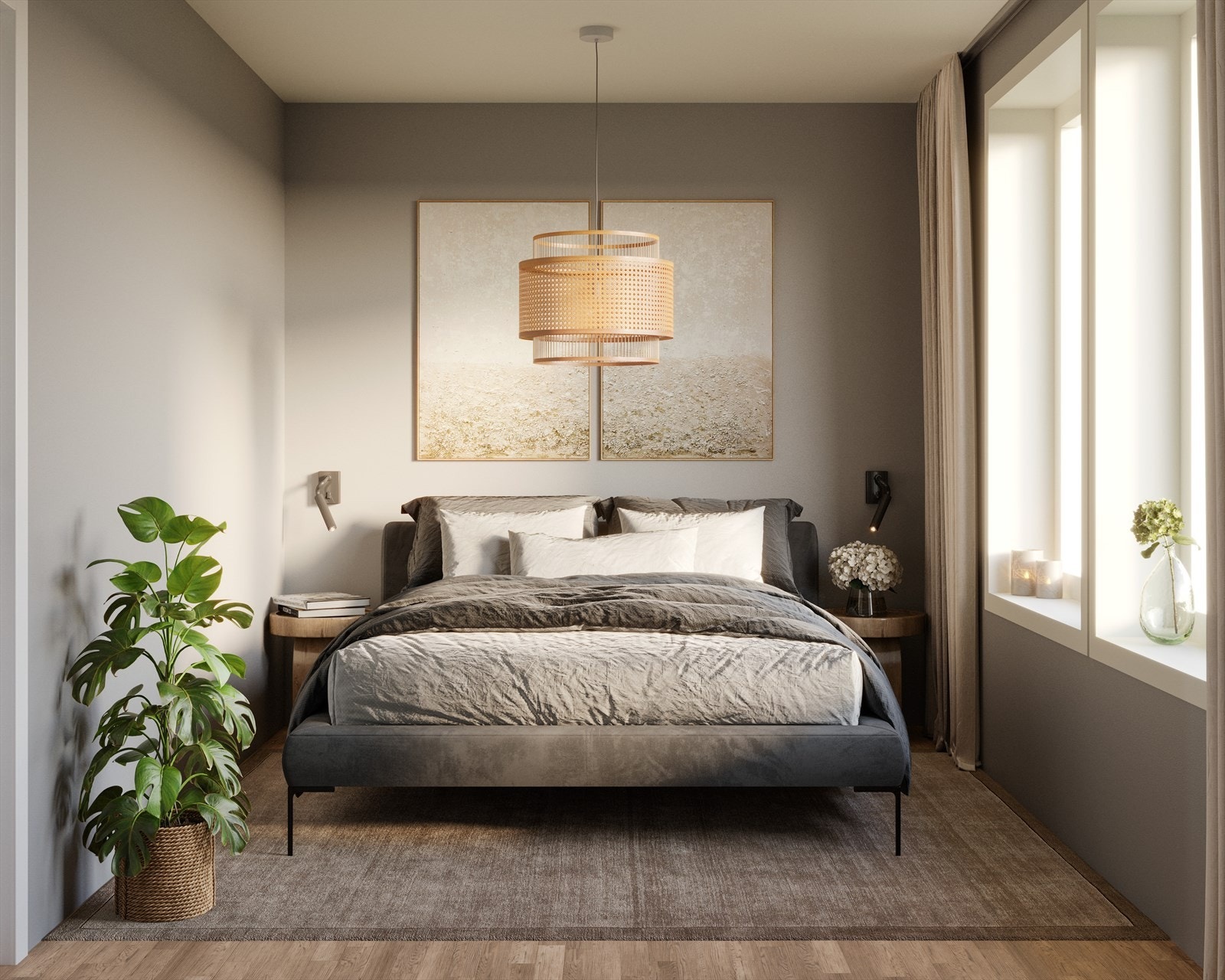 Illustrasjon av soverom. Galleribilde