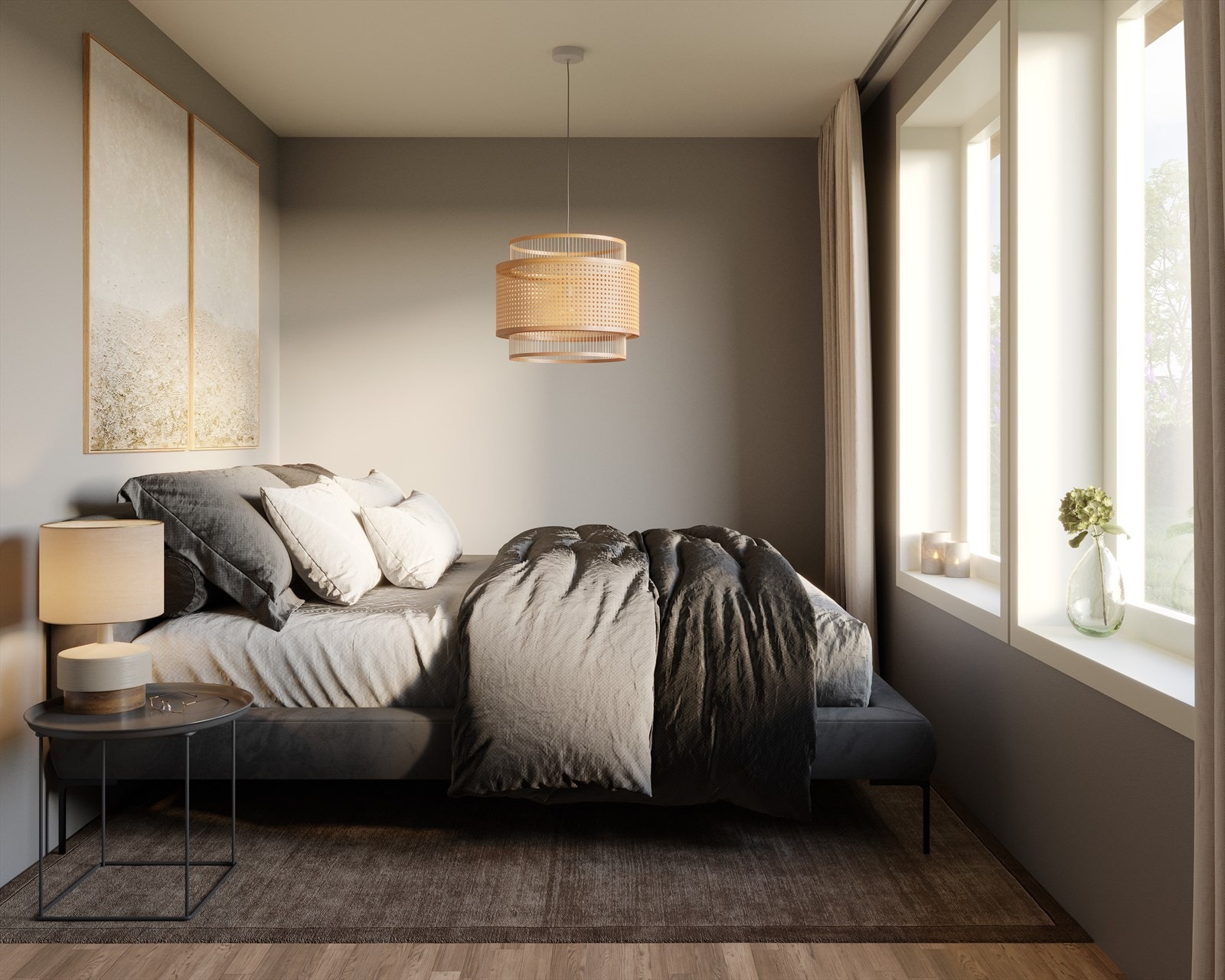 Illustasjon av soverom. Galleribilde