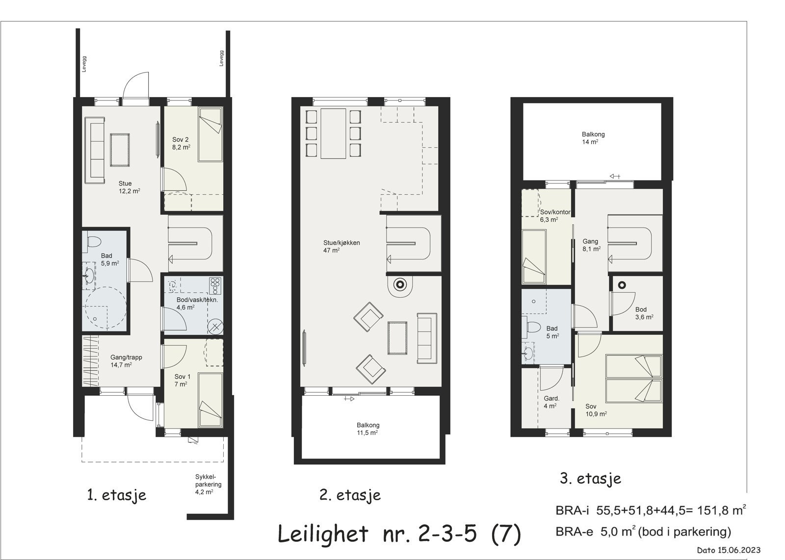 Plantegning bolig 2,3 & 5 Galleribilde